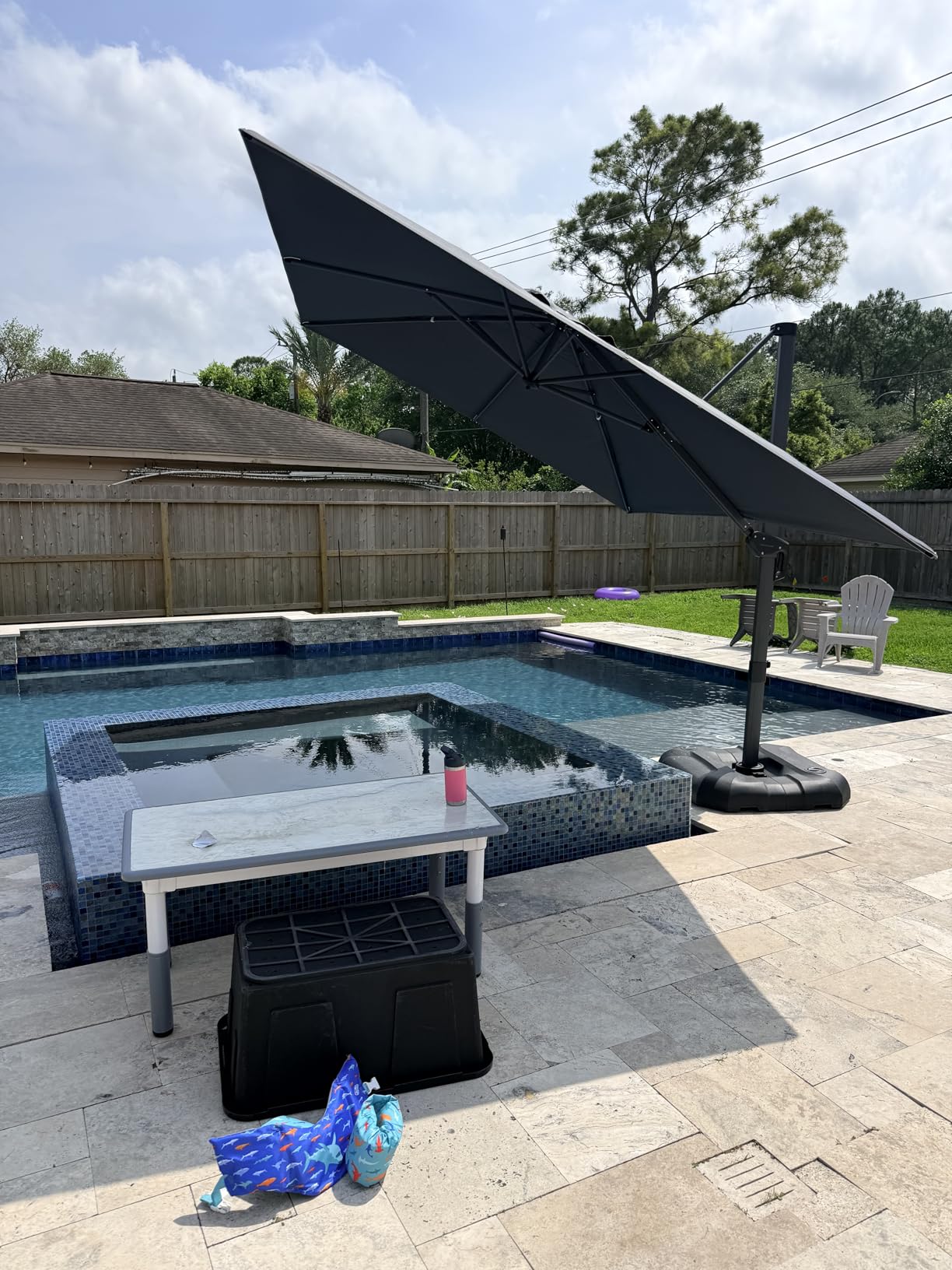PURPLE LEAF 9' X 11.5' Patio Umbrella Outdoor Cantilever Rectangle Umbrella Aluminum Offset Umbrella with 360-degree Rotation for Garden Deck Pool Patio, Beige customer photo 1