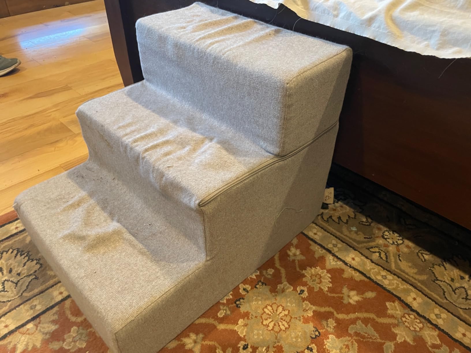 Best Pet Supplies Non-Slip Foam Dog Stair & Pet Ramp, Balanced Indoor Step Support - Foldable Stair, Brown Linen, 2-Step customer photo 2
