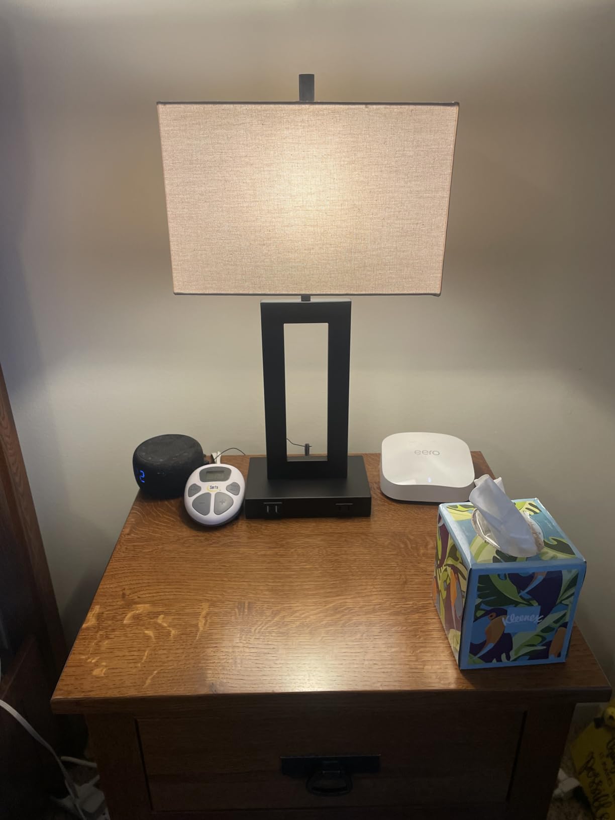 Set of 2 Touch Control Table Lamp with 2 USB Ports, 3-Way Dimmable Modern Nightstand Lamp Sets Bedside Touch Desk Lamp with Fabric Cream Shade For Bedroom Table Living Room Reading, Included Bulbs customer photo 2