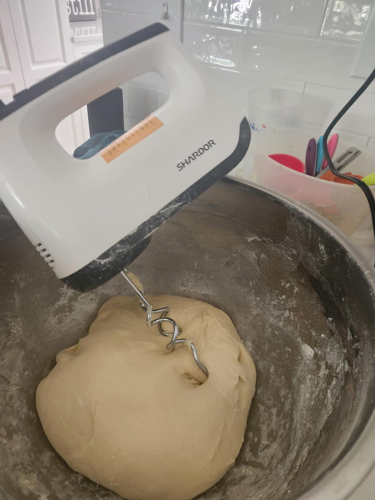 SHARDOR Hand Mixer Electric, 6 Speed & Turbo Mixer Electric Handheld, Snap-On Storage Case,5 Stainless Steel Accessories for Whipping, Mixing Cookies, Brownie, Cakes, Dough Batters, White customer photo 1