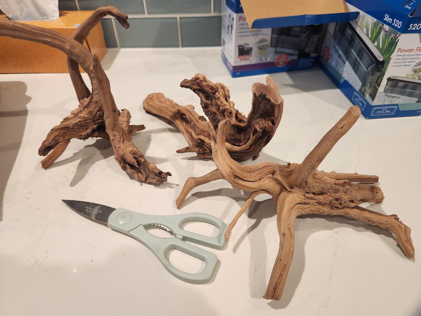 WDEFUN 3 PCS Natural Driftwood for Aquarium Decor, 7-11
