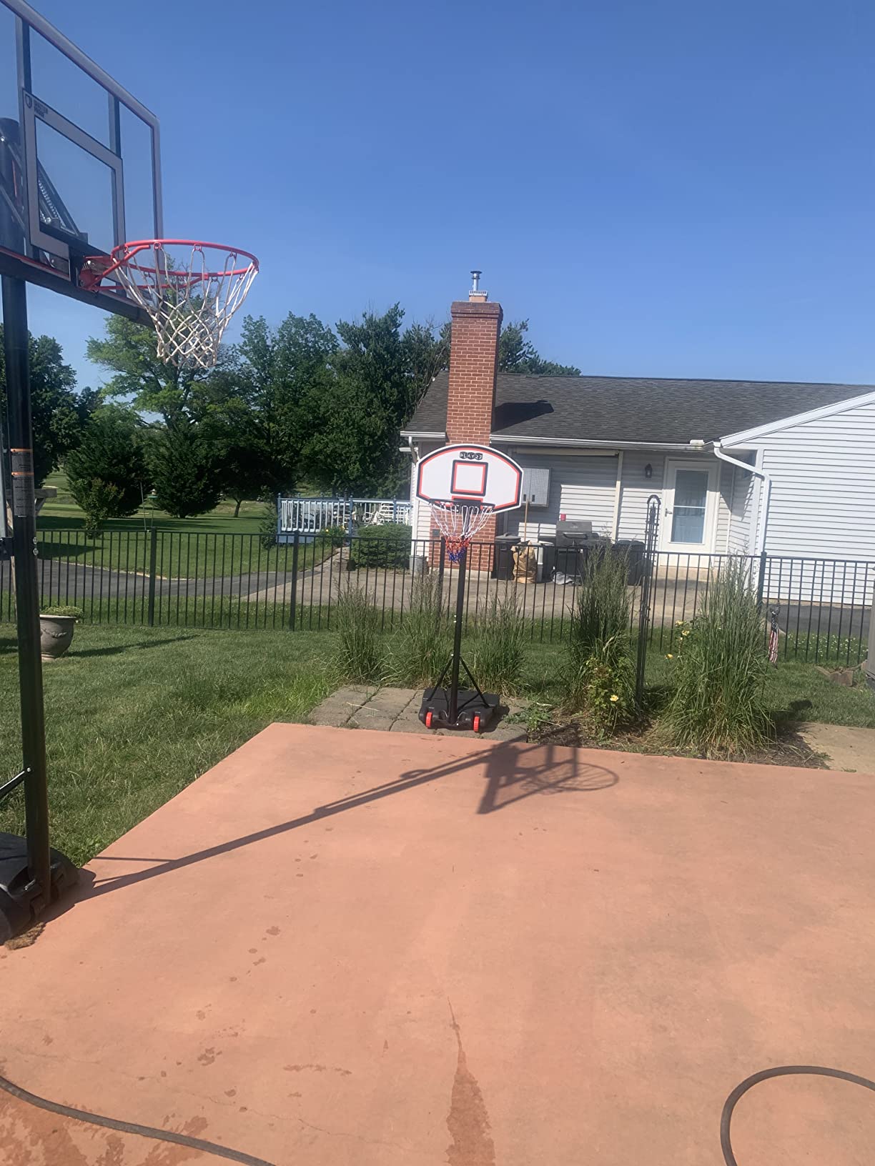 Play22 Kids Adjustable Basketball Hoop Height 5-7 FT - Portable Basketball Goals with Stand & Backboard Wheels Fillable Base customer photo 2