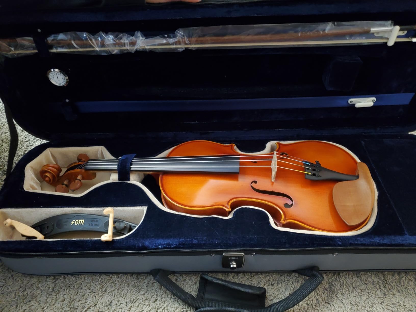 D Z Strad Model 220 Violin with Dominant strings, bow, case, rosin and shoulder rest - Open Clear Tone (7/8 - Size) customer photo 1