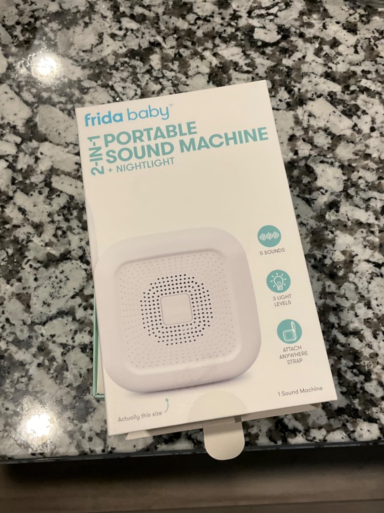 Frida Baby 2-in-1 Portable Sound Machine for Baby + Nightlight | White Noise Sound Machine for Baby with 5 Soothing Sounds & 3 Nightlight Modes | Travel Sound Machine Attaches to Strollers, Car Seats customer photo 2
