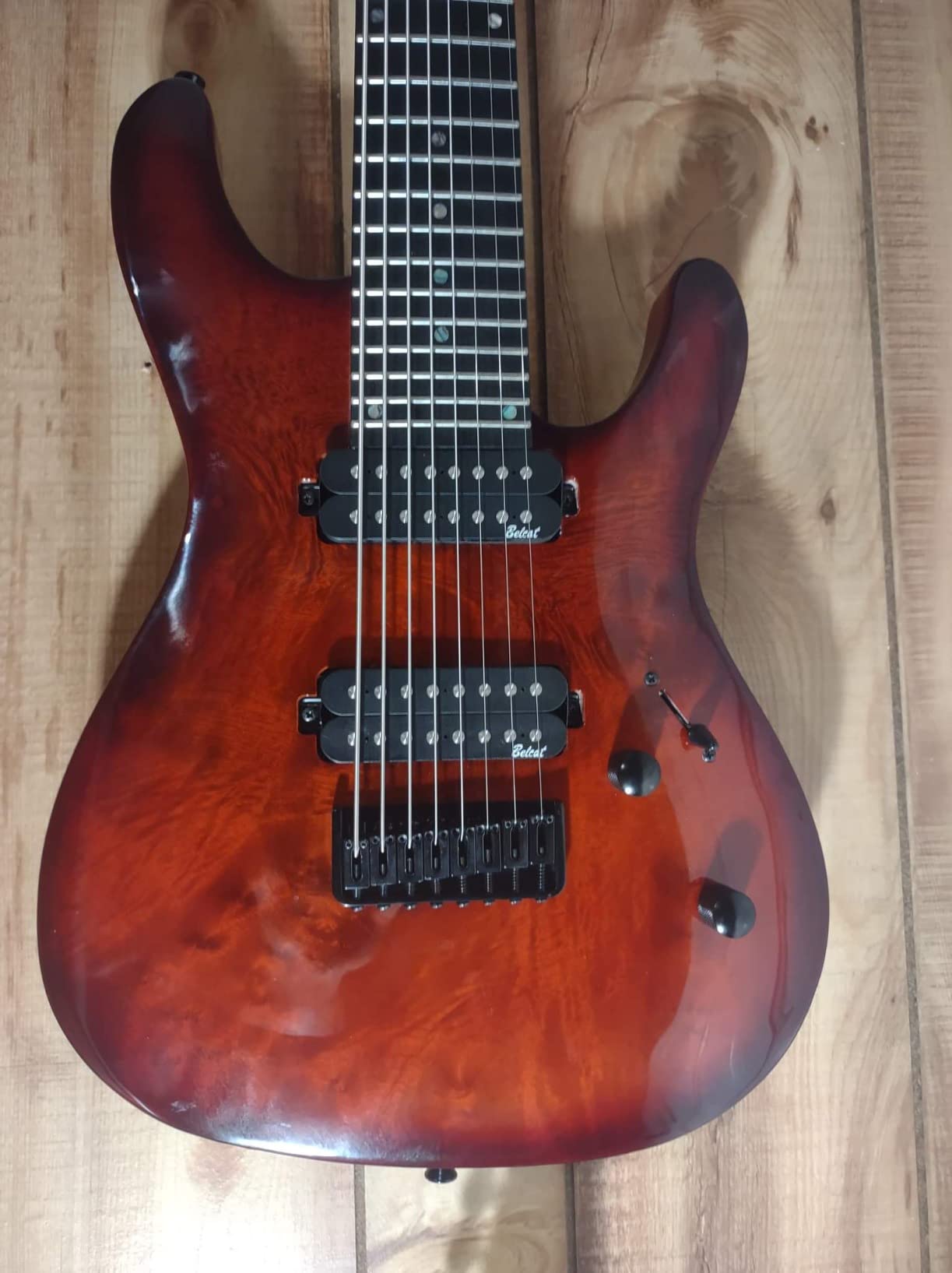 Gstyle 8 String Electric Guitar Burl poplar veneer top Okoume Wood Body Bolt On Maple Neck Poplar Wood Body (Right-handed) (ES-800) customer photo 1
