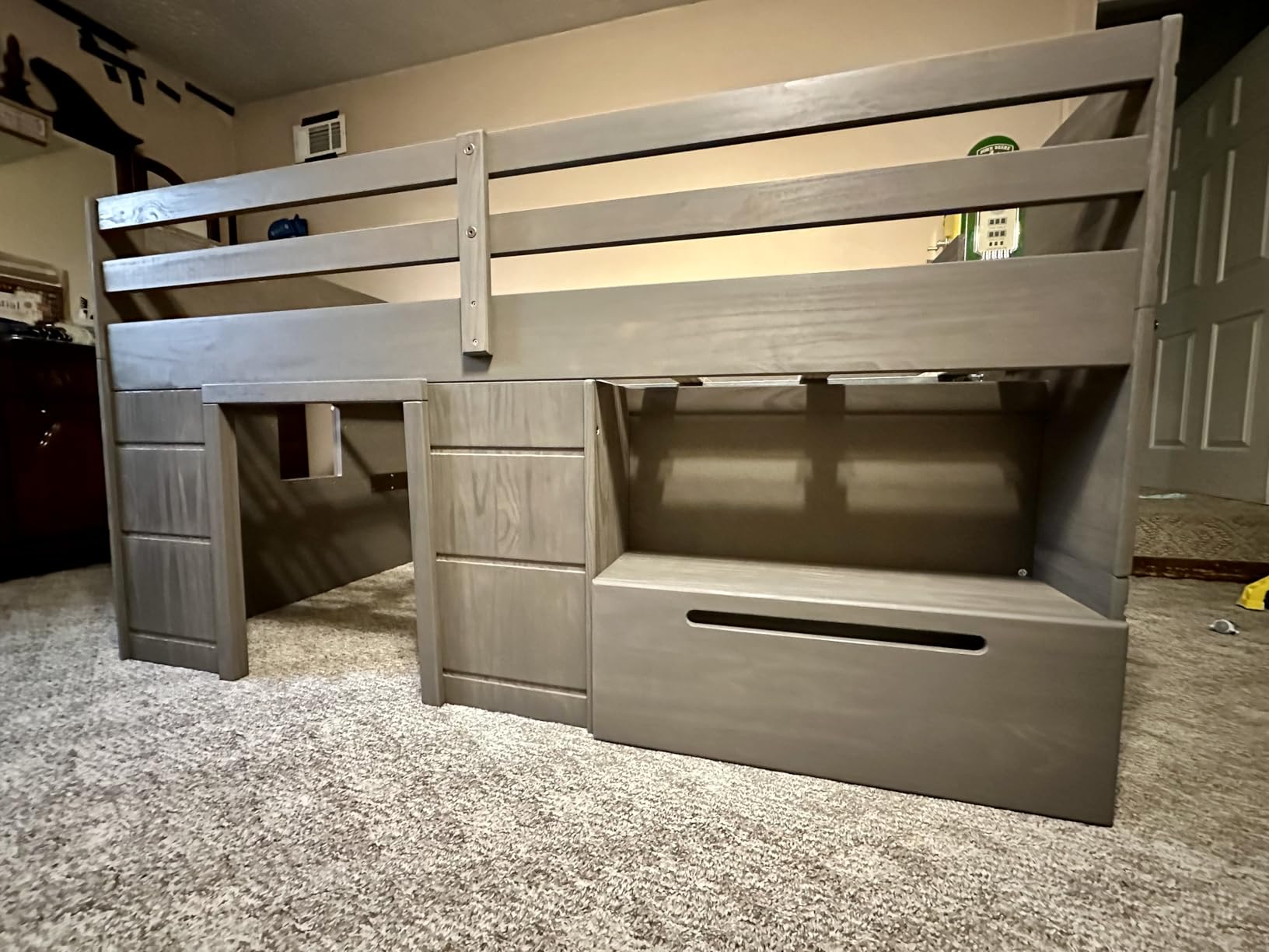 Max & Lily Loft Bed Twin Size, Solid Wood Low Loft Bed with Storage Drawer and Ladder, Modern Farmhouse Loft Bed for Kids, Driftwood customer photo 2
