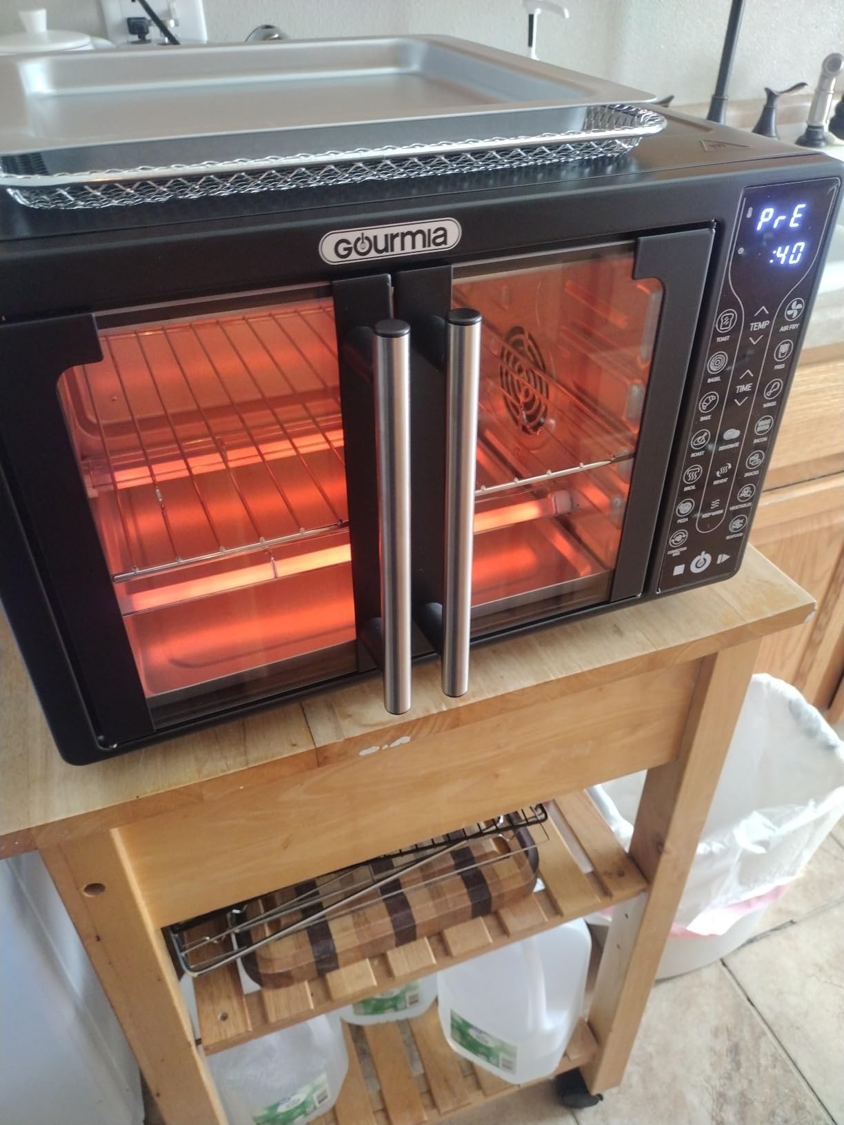 Gourmia French Door Air Fryer - 25 Qt Large Capacity Convection Oven, Fryfroce 360°, Digital Display with 17 Cooking Presets, Bake, Toast, Roast, Dehydrate, Fits 12
