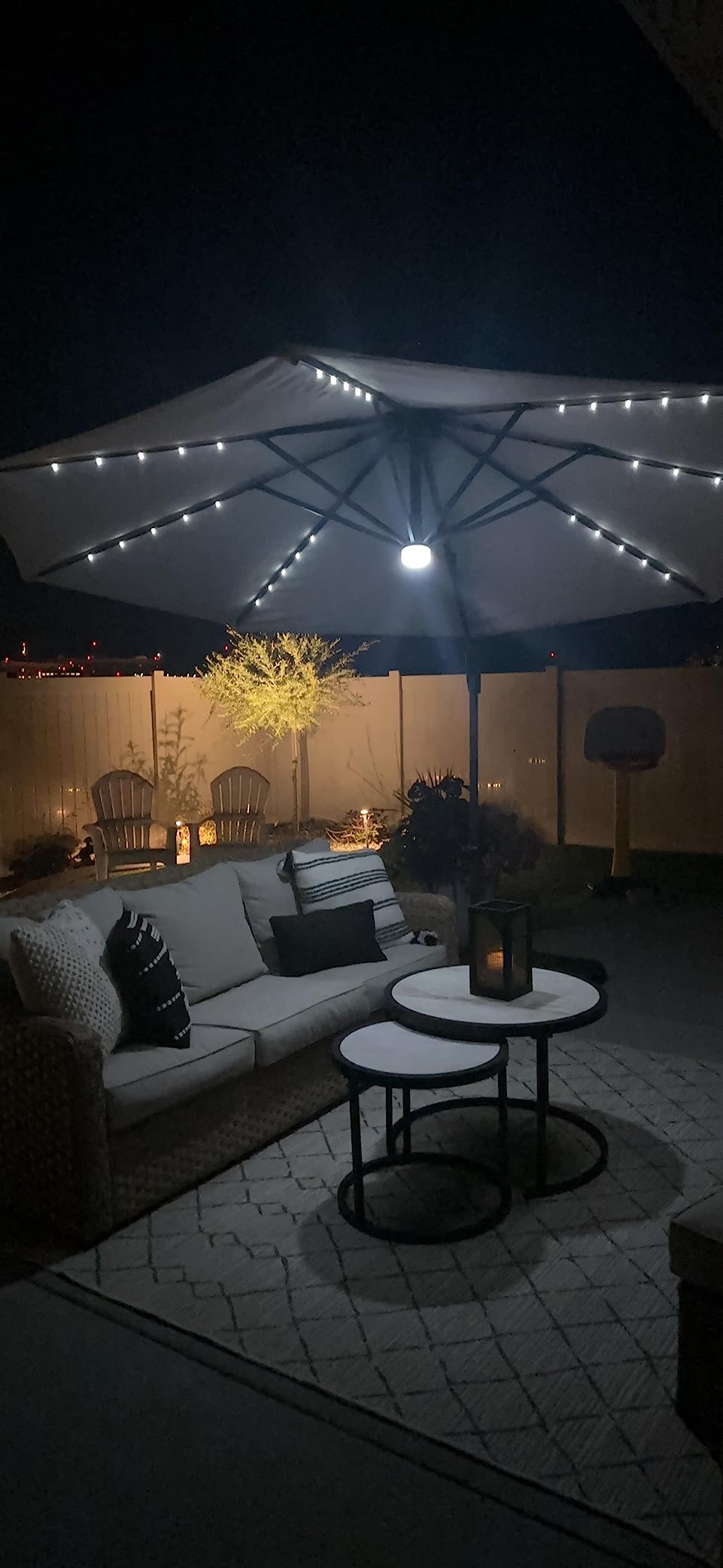 Best Choice Products 10ft Solar LED Cantilever Patio Umbrella, 360-Degree Rotation Hanging Offset Market Outdoor Sun Shade for Backyard, Deck, Poolside w/Lights, Easy Tilt, Cross Base - Navy Blue customer photo 2