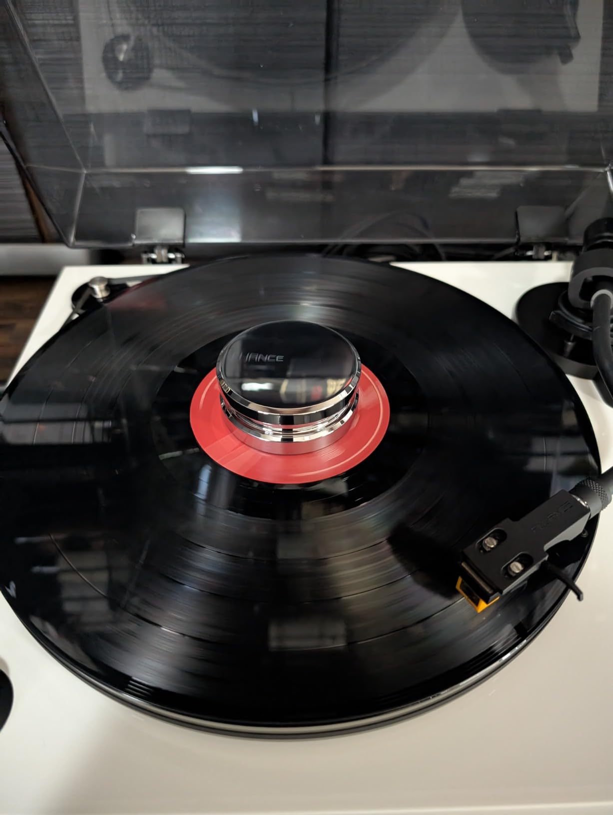 Fluance HiFi Vinyl Record Weight Stabilizer High Mass 760 gram Steel LP Disc Turntable Accessory with Protective Velvet Pad for Vibration Damping (RW02) customer photo 2
