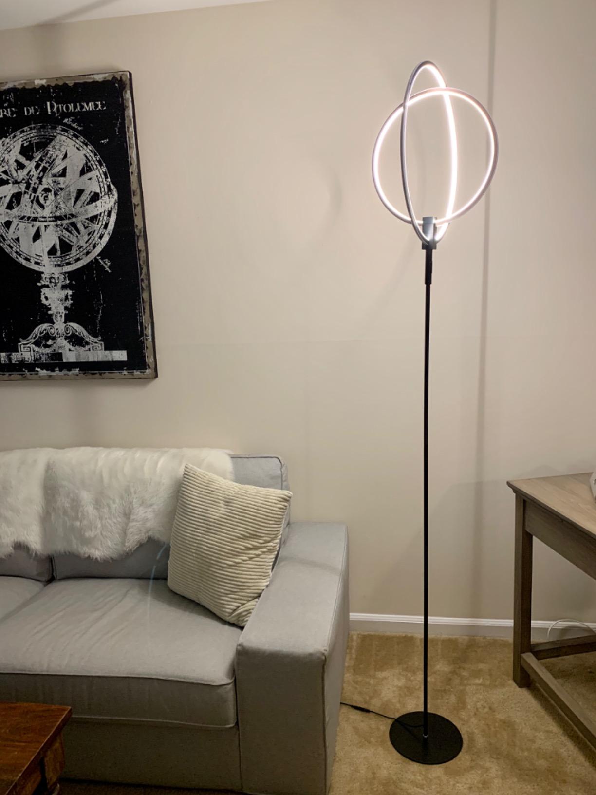 Brightech Eclipse Modern LED Torchiere Floor Lamp - Very High Brightness, Indoor Lamp - Living Room Standing Light - Alternative to Halogen - Built in Touch Dimmer - Gold/Brass customer photo 2