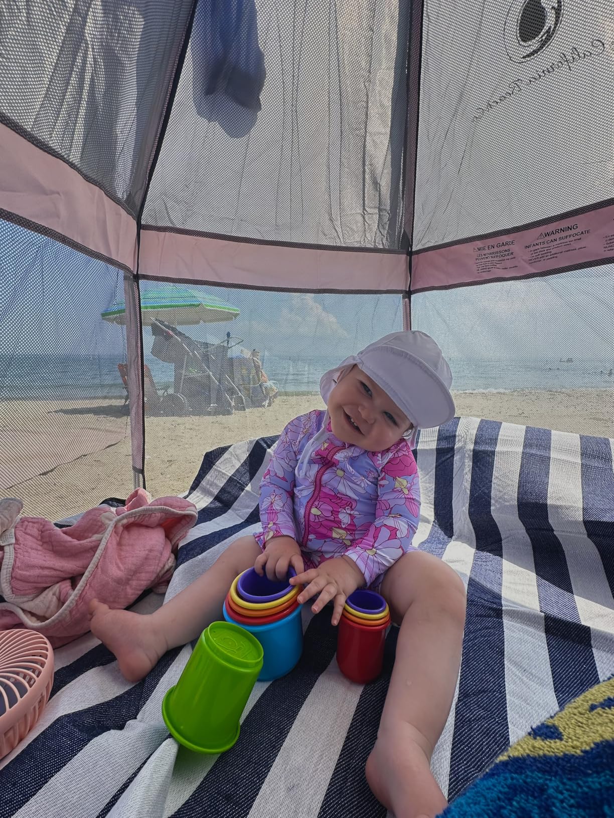 POP 'N GO PLAYPEN - Indoor & Outdoor Baby Playpen for Babies and Toddlers - Baby Beach Tent, Foldable, Portable W/Canopy, Travel Bag, & Mosquito Net - Pop Up Pack and Play Tent (Warm Ivory) customer photo 1