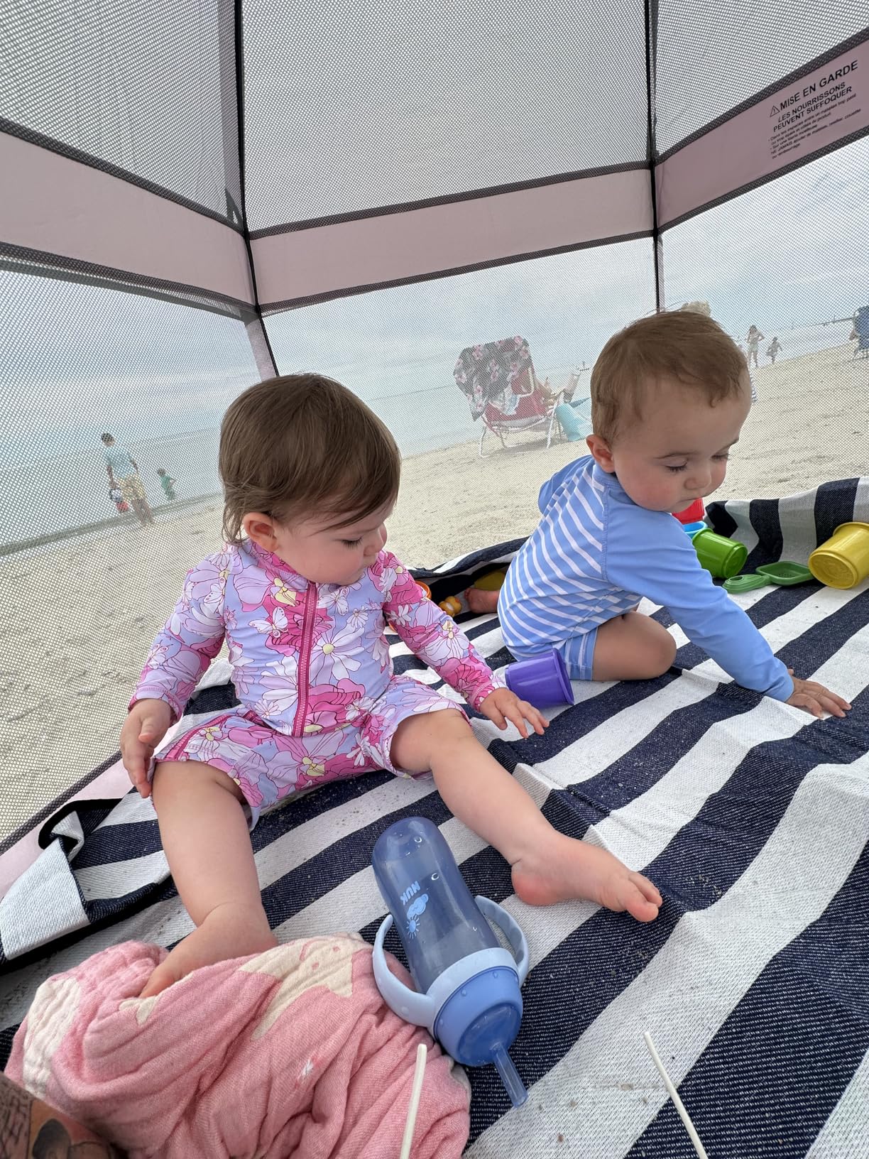 POP 'N GO PLAYPEN - Indoor & Outdoor Baby Playpen for Babies and Toddlers - Baby Beach Tent, Foldable, Portable W/Canopy, Travel Bag, & Mosquito Net - Pop Up Pack and Play Tent (Warm Ivory) customer photo 2
