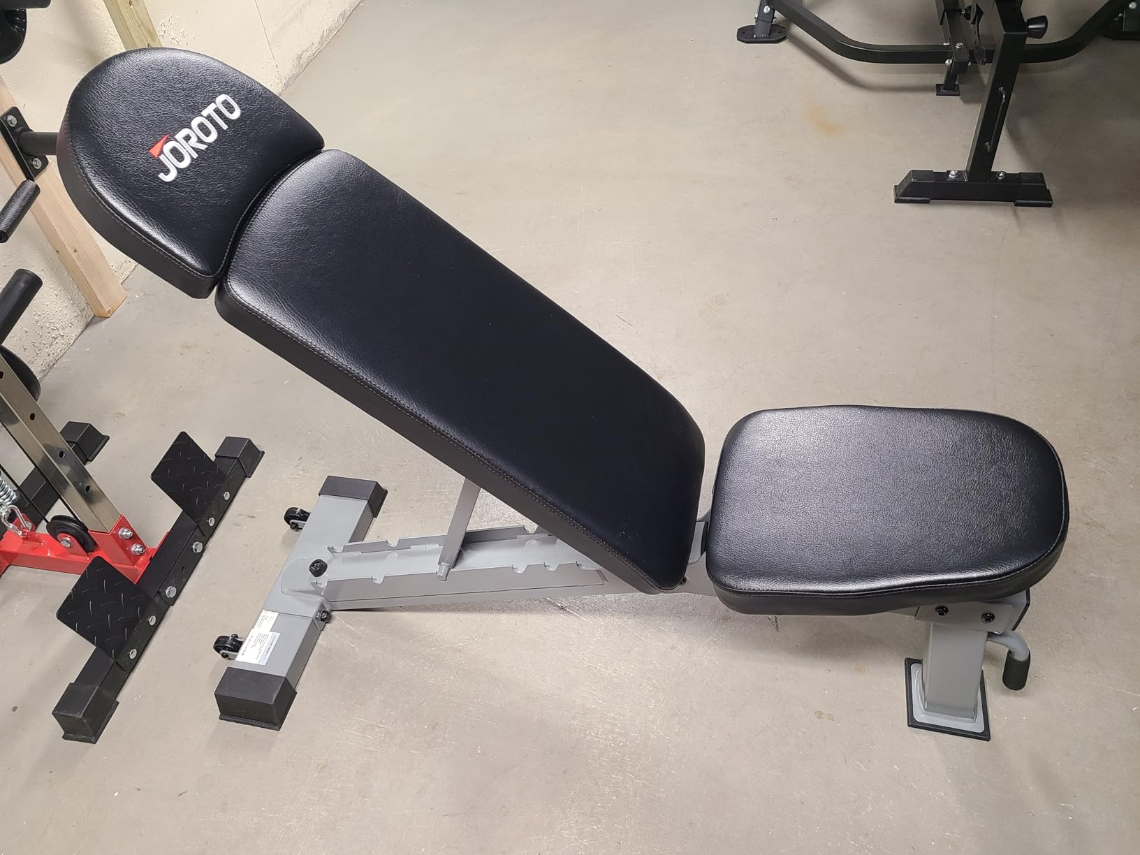 JOROTO Adjustable Weight Bench, 1300LBS Foldable Bench Press Bench of Home Gym Strength Training, Incline Decline Flat Utility Workout Bench with Wheels, Extended Backrest | Multiple Positions customer photo 1