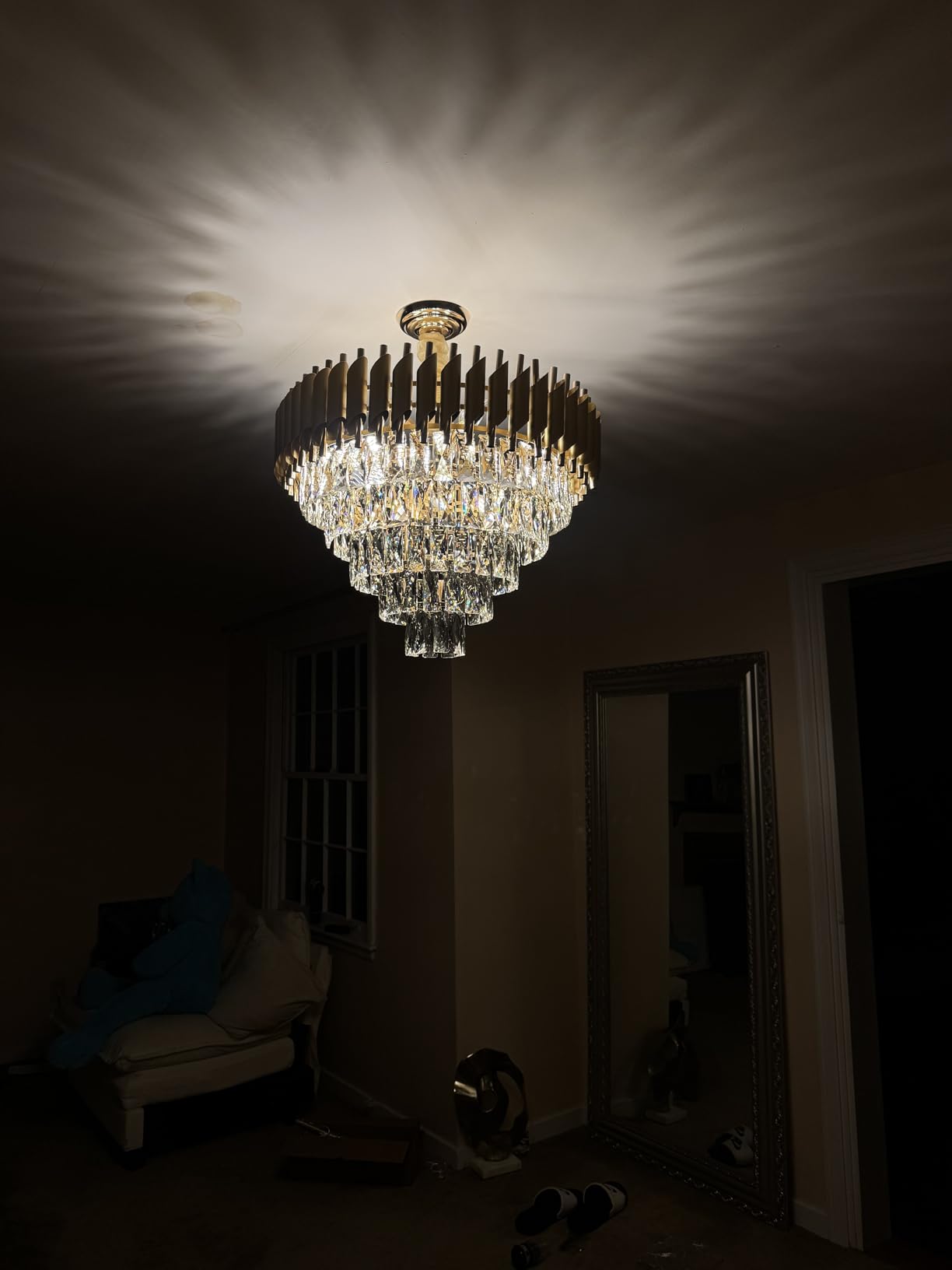AXILIXI Modern Crystal Chandelier Gold, 24