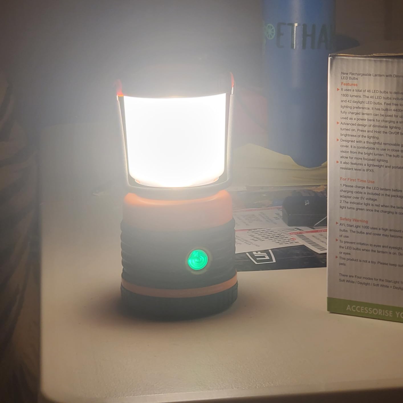 LED Camping Lantern Rechargeable, 1800LM, 4 Light Modes, 4400mAh Power Bank, IP44 Waterproof, Perfect Lantern Flashlight for Hurricane, Emergency, Power Outages, Home and More, with USB Cable (2 Pack) customer photo 2
