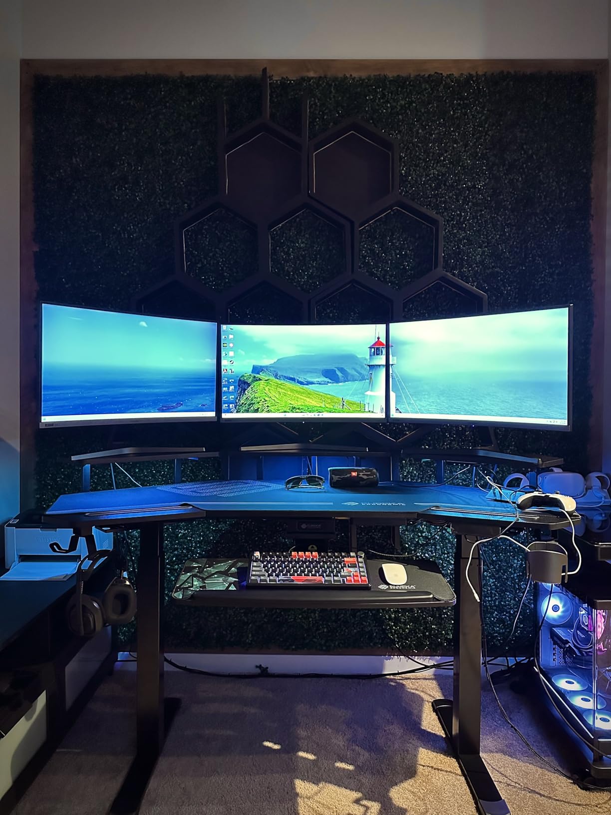 EUREKA ERGONOMIC Gaming Desk, Standing Desk w Keyboard Tray, 72
