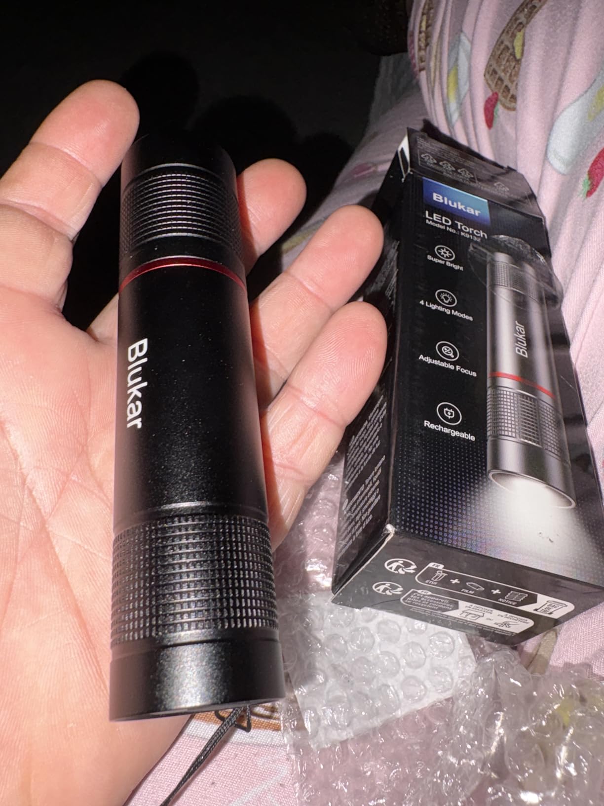 Blukar Flashlight Rechargeable, High Lumens Flashlight, Super Bright Small LED Flash Light- Zoomable, Adjustable Brightness, Long Lasting for Camping, Outdoors and Home Emergency customer photo 1