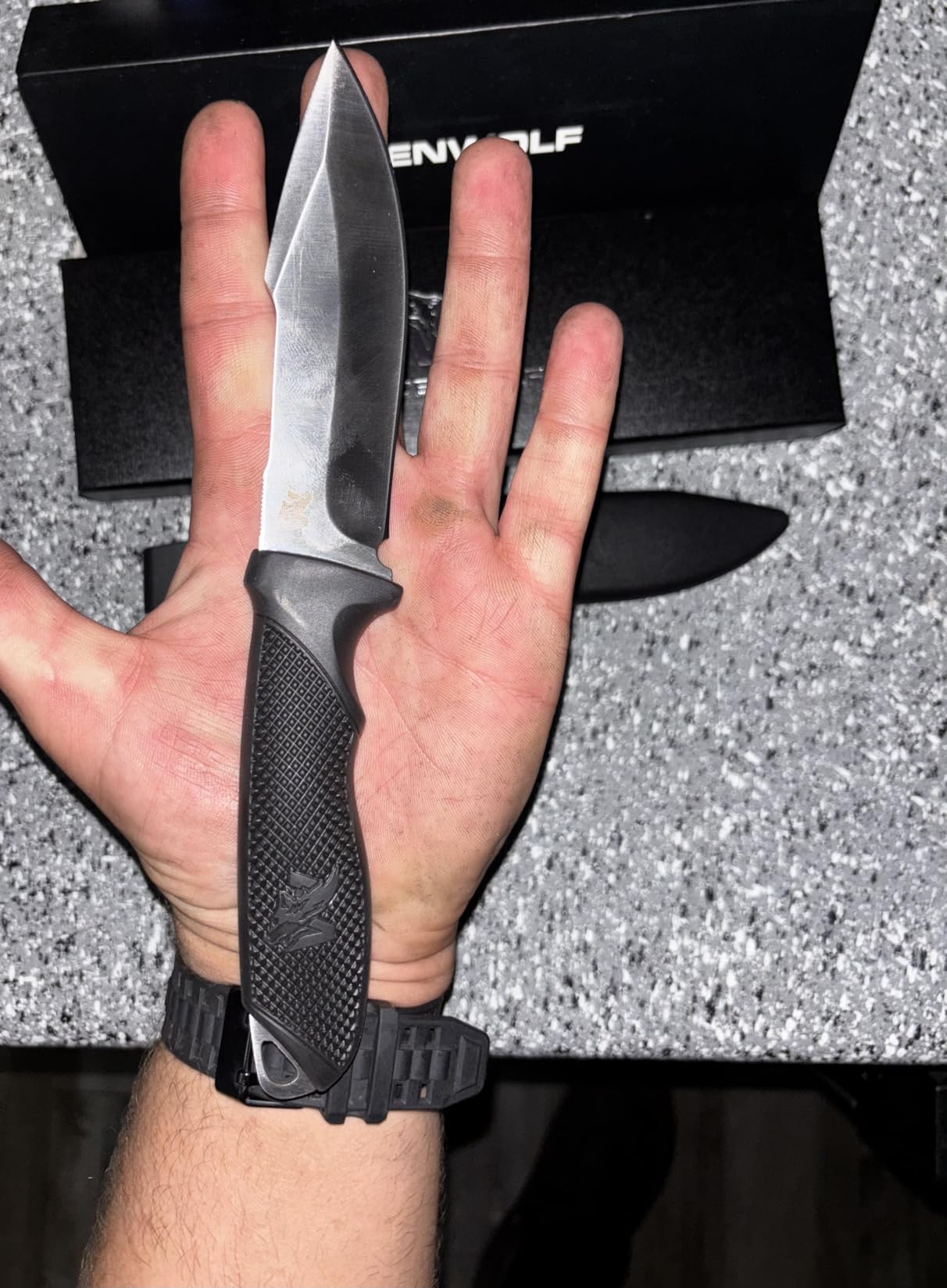 ODENWOLF WOLF-I Full Tang Survival Knife with Sheath - Stylish Tactical Fixed Blade - Made of D2 Steel - Bushcraft and Camping Knife Survival customer photo 2