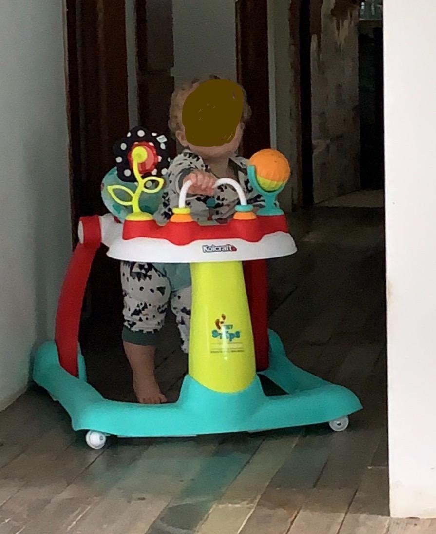 Kolcraft Tiny Steps 2 in 1 Foldable Infant and Baby Walker with Wheels, Seated or Walk Behind Activity Center, Entertaining Developmental Activities for Boys and Girls, Wide Base Sturdy Frame, Bubbles customer photo 2