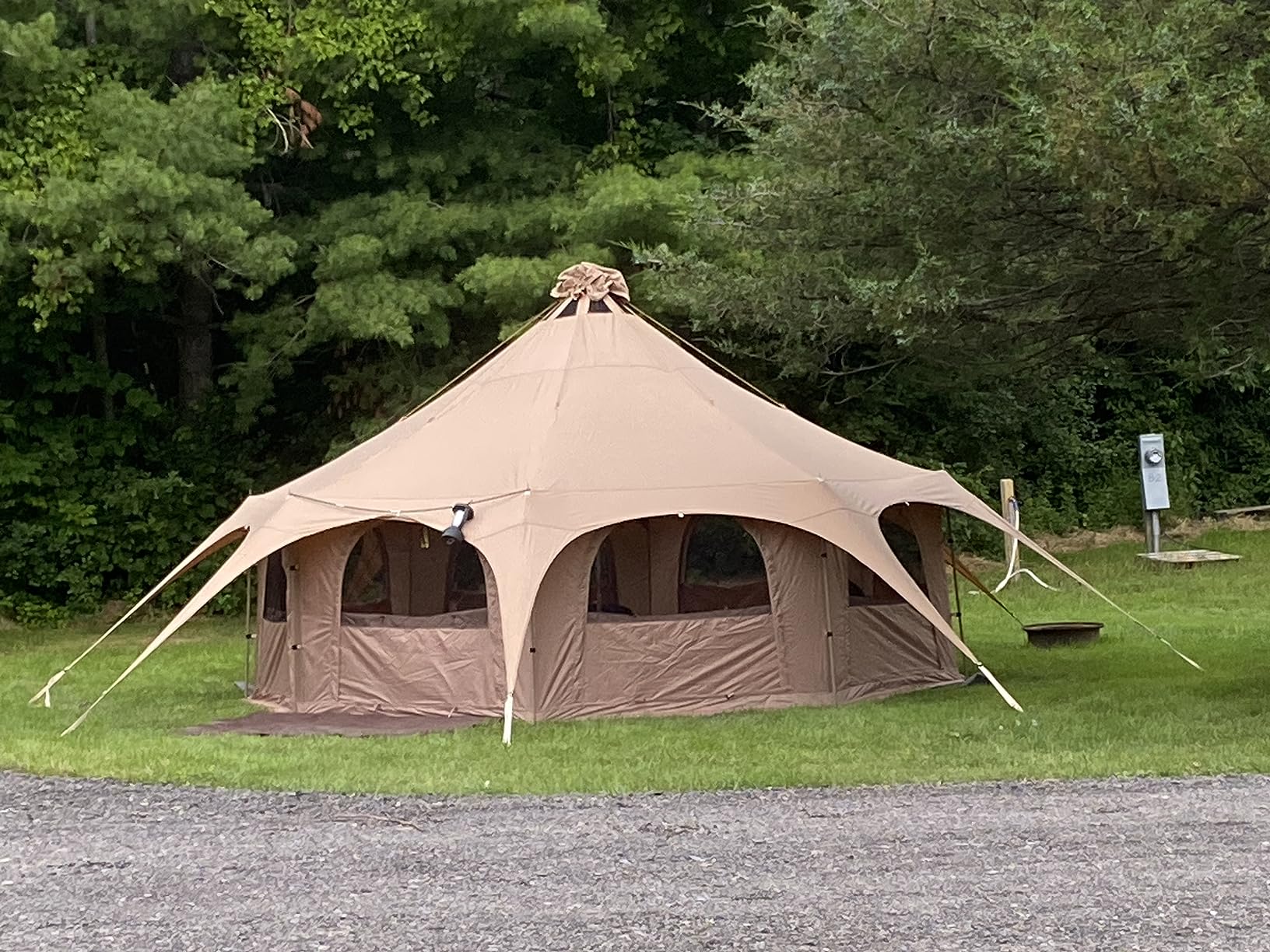 MC TOMOUNT Canvas Tent Bell Tent 16.4ft*9.2ft with Stove Jack for Glamping Family Camping Zipped Removable Floor customer photo 2