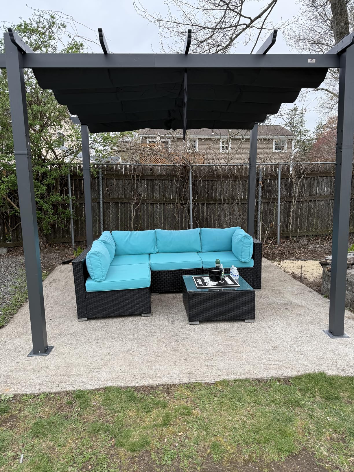 PURPLE LEAF 11' X 13' Outdoor Pergola with Retractable Canopy Aluminum Shelter for Porch Garden Beach Sun Shade Grape Trellis Pavilion Grill Gazebo Modern Backyard Deck Metal Patio Pergola Gray customer photo 2