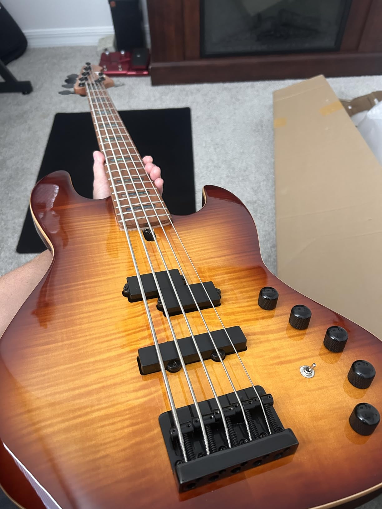 IYV IPJB-500A Solid Body with Flame Maple Electric Jazz Bass, Natural customer photo 1