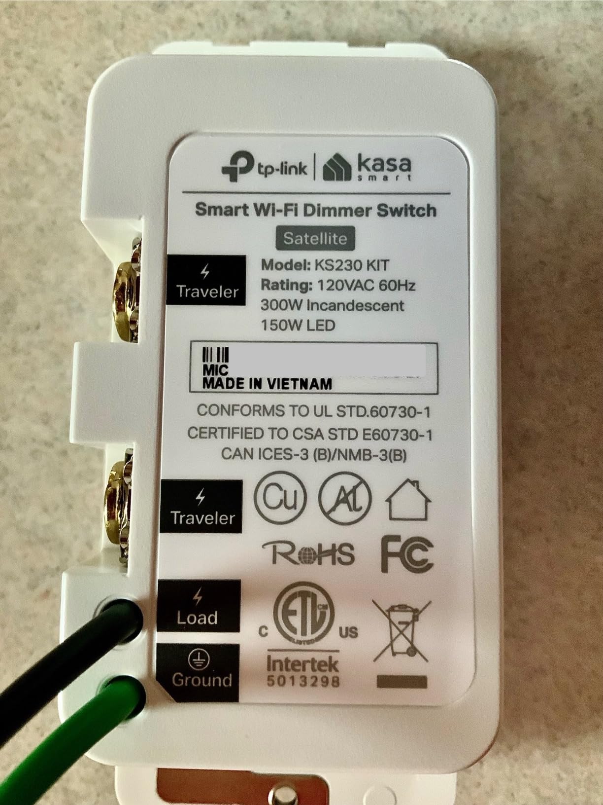 Kasa Smart 3 Way Dimmer Switch KIT, Dimmable Light Switch Compatible with Alexa, Google Assistant and SmartThings, Neutral Wire Needed, 2.4GHz, ETL Certified, No Hub Required, White (KS230 KIT v2) customer photo 1