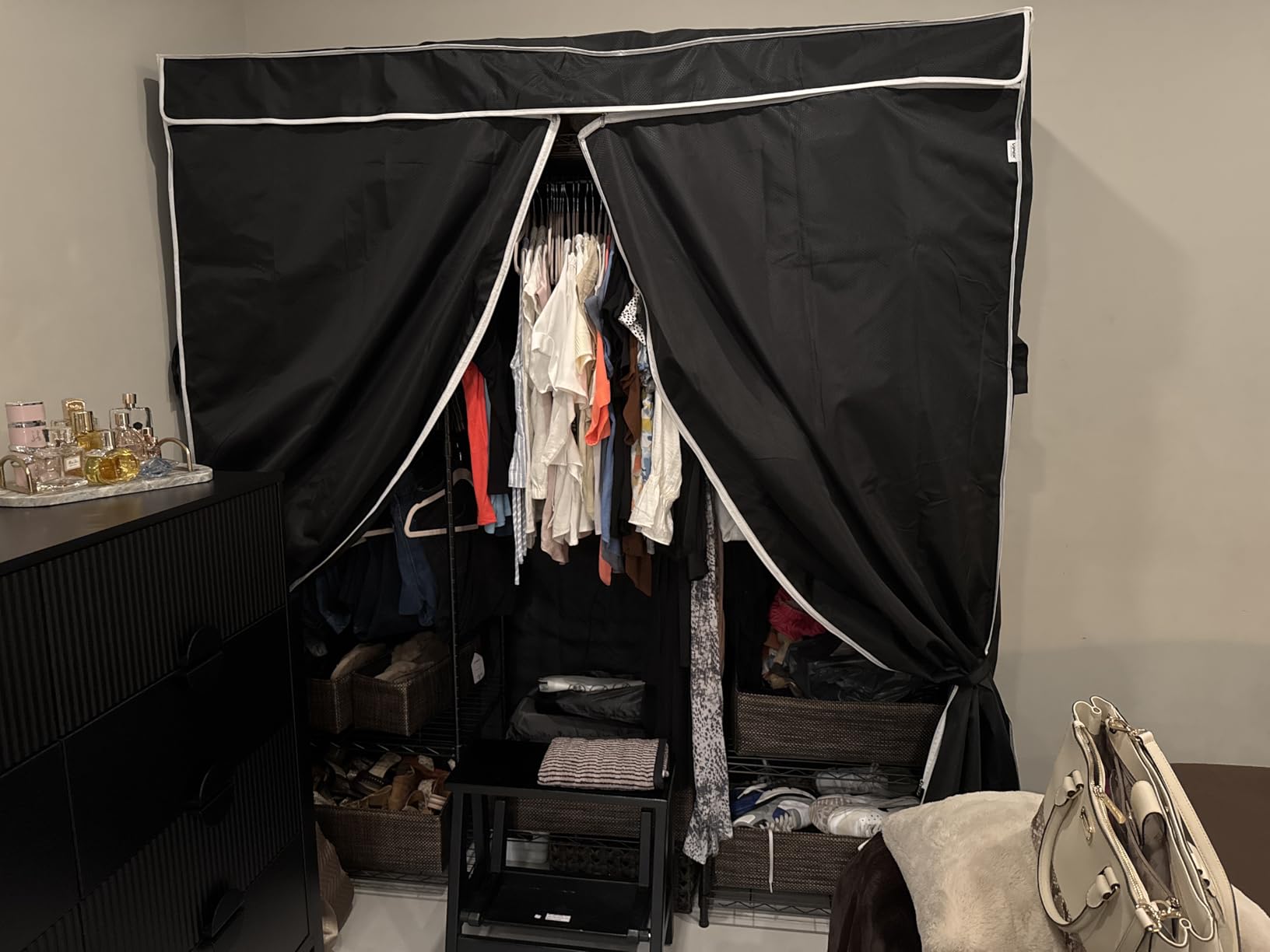 VIPEK V5C Heavy Duty Covered Clothes Rack Portable Closet Rack, Black Metal Clothing Rack with Black Upgarded Polyester Cover, Adjustable Custom Freestanding Closet Wardrobe, Max Load 800LBS customer photo 1