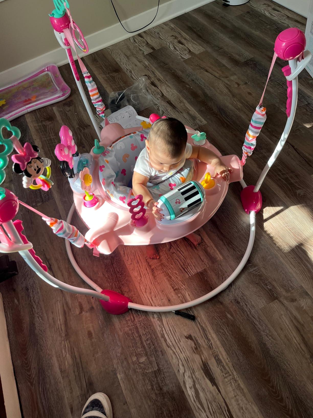 Bright Starts Disney Baby Minnie Mouse Forever Besties Baby Activity Center Jumper with 10 Toys, Lights & Sounds, 360-Degree Seat, 6-12 Months (Pink) customer photo 2