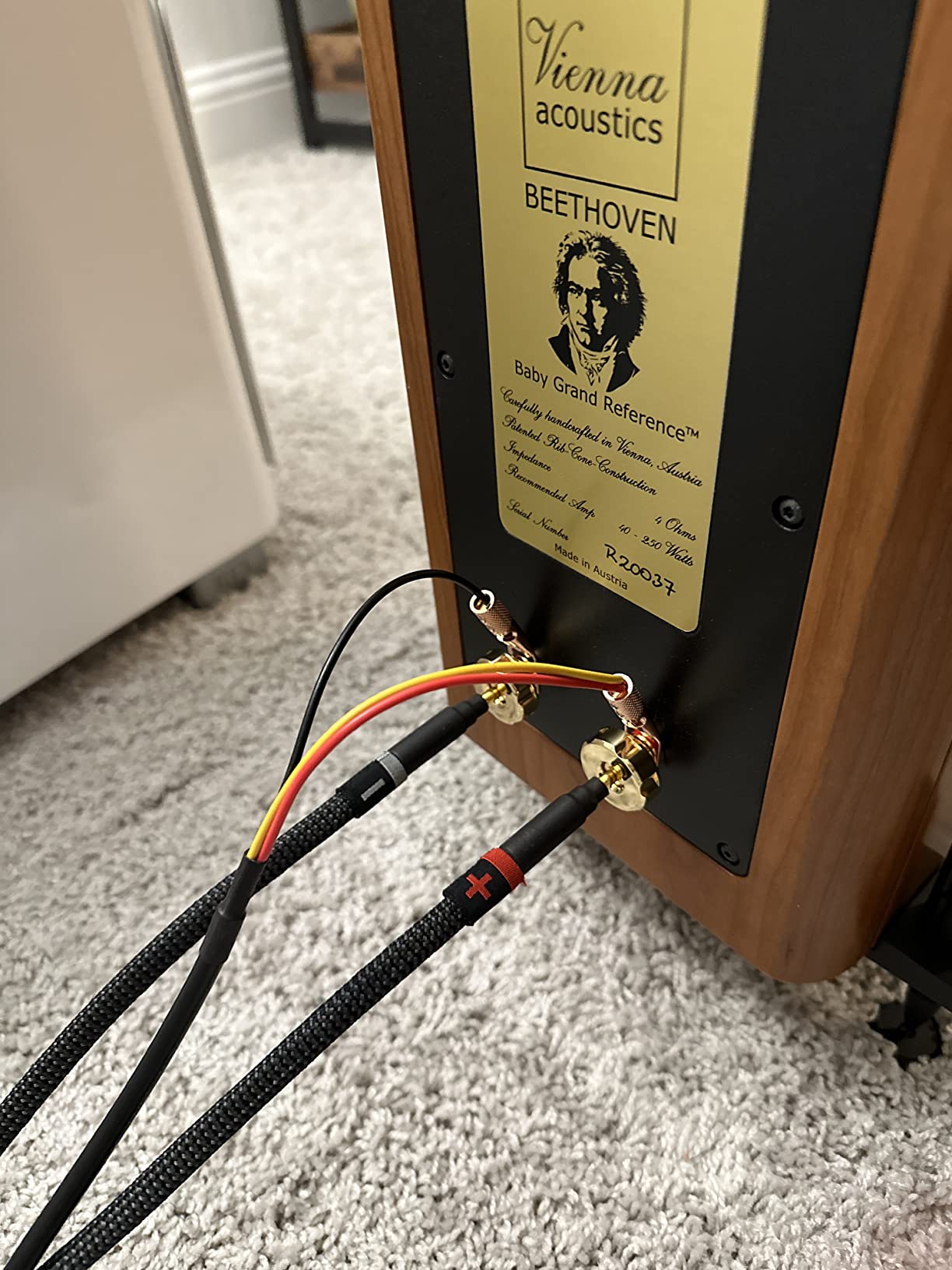 WORLDS BEST CABLES 8 Foot Ultimate - 9 AWG - Ultra-Pure OFC - Premium Audiophile HiFi Speaker Cable Pair with Eminence Gold Banana Plugs & Carbon Tweed Jacket customer photo 2
