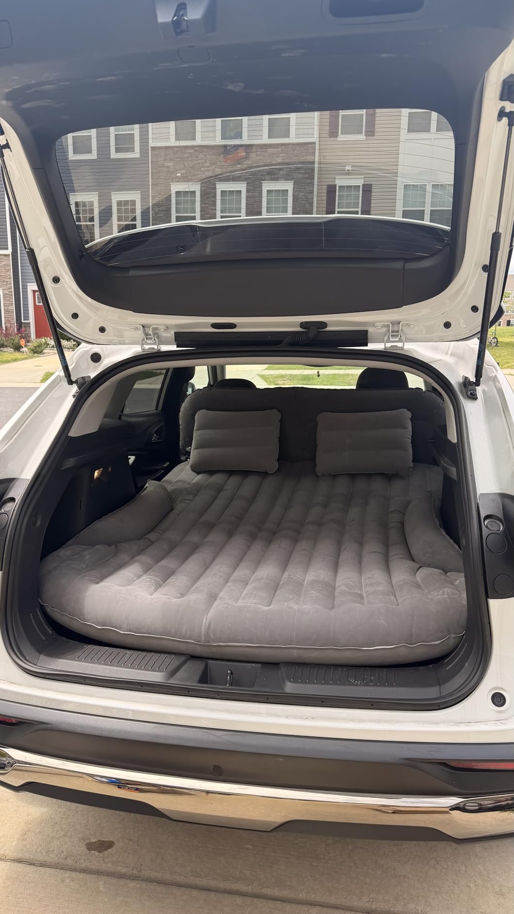 KMZ SUV Air Mattress Thickened and Double-Sided Flocking Travel Camping Bed with 2 Pillows & Pump Dedicated Mobile Cushion Inflatable Bed for SUV Trunk and Rear Seat (Beige and Coffee) customer photo 2