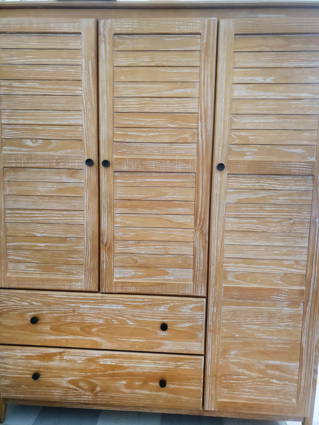 Grain Wood Furniture Greenport 3-Door Wardrobe, Brushed Grey customer photo 1