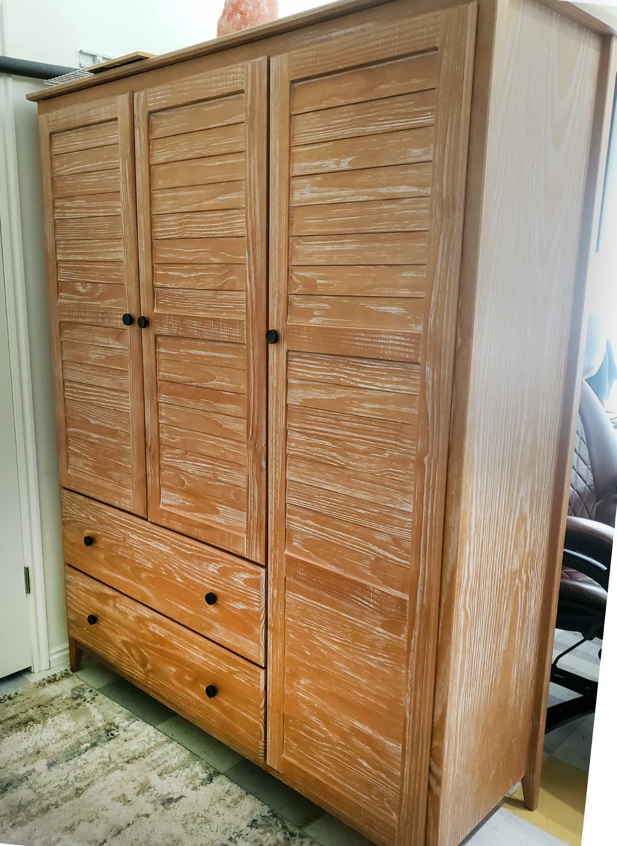 Grain Wood Furniture Greenport 3-Door Wardrobe, Brushed Grey customer photo 2
