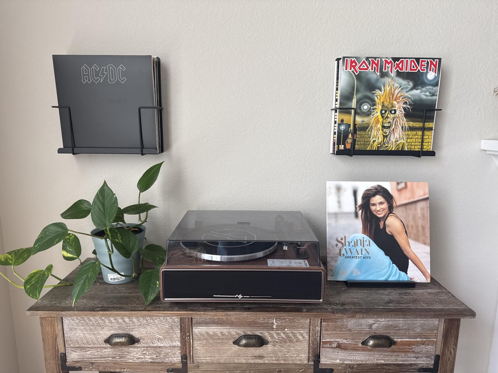 Vinyl Storage Display Holder (2pk) - Wall Mount Record Shelf - Matte Black, Fits 30 LPs, Minimalist Steel Shelves customer photo 1