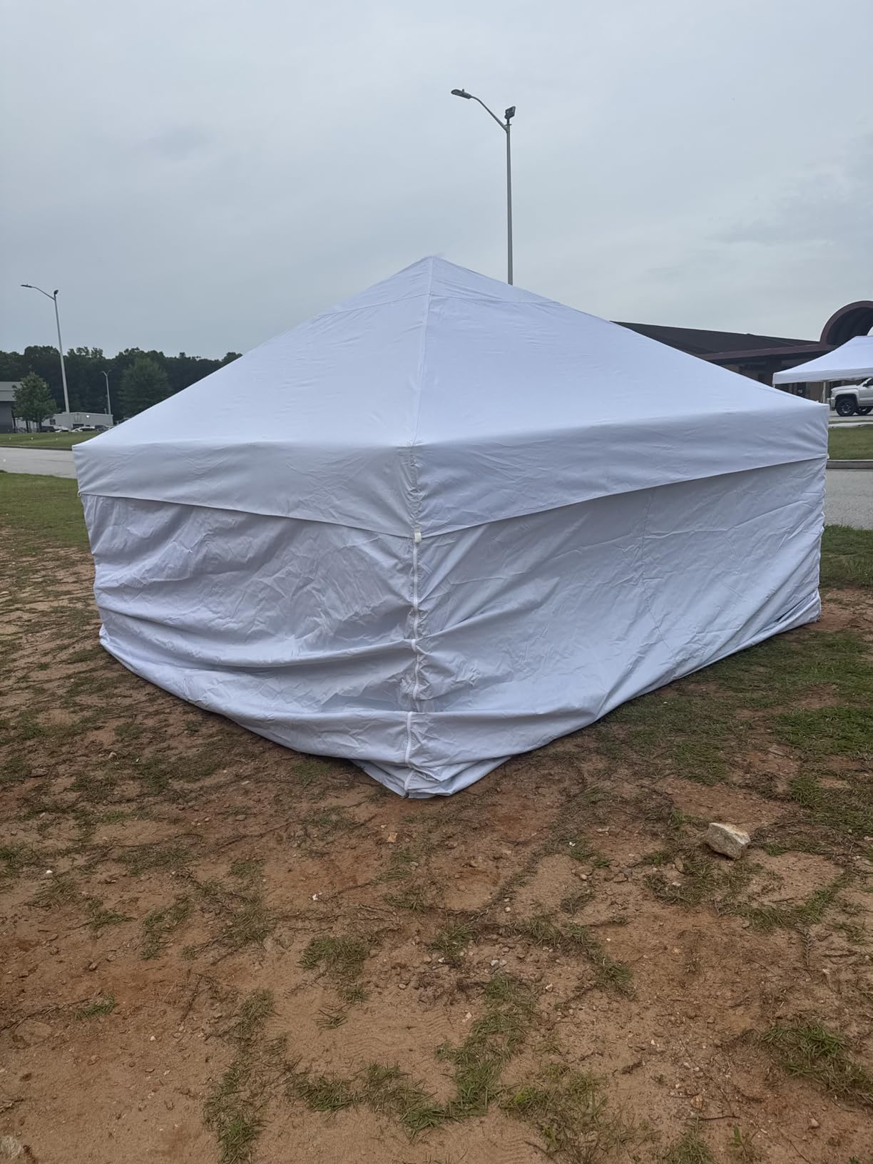 CROWN SHADES 10X10 Commercial Instant Canopy Pop Up Tent with Center Lock, 300D Fabric, 4 Sidewalls, Sto'N Go Bag, White customer photo 1