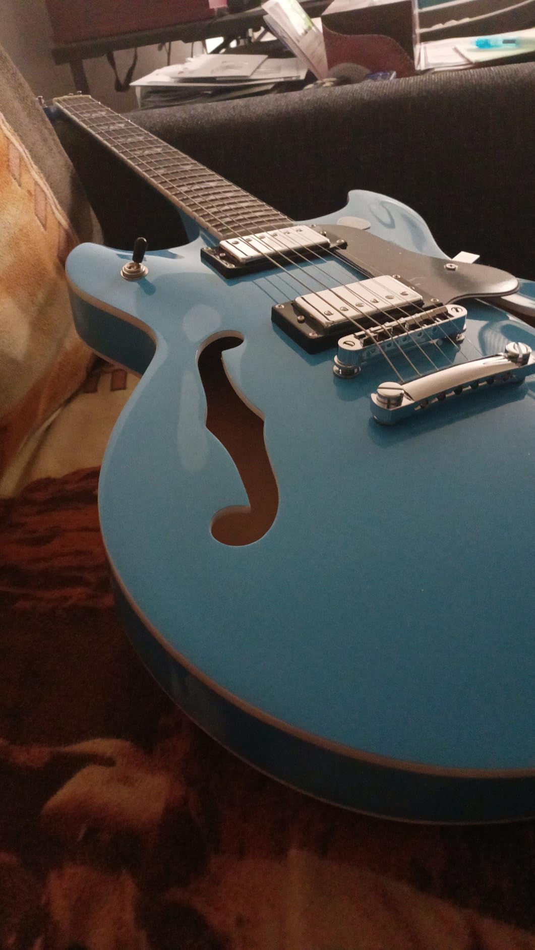WestCreek 333 Electric Guitar Semi Hollow Body Jazz Electric Guitar, Humbucker Pickups, Rosewood Fretboard, Rounded End Jumbo Frets, Full size customer photo 1