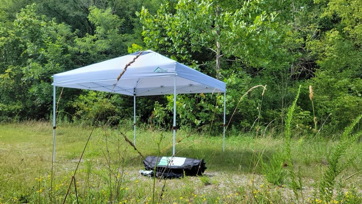 Acepic 10x10 Pop Up Canopy Tent, One Push Instant Outdoor Gazebo with Vented Top, Upgraded 300D Silver Coated Sun Shade for Parties Camping Vendor, Includes Wheeled Bag and 4 Sandbags, White customer photo 2