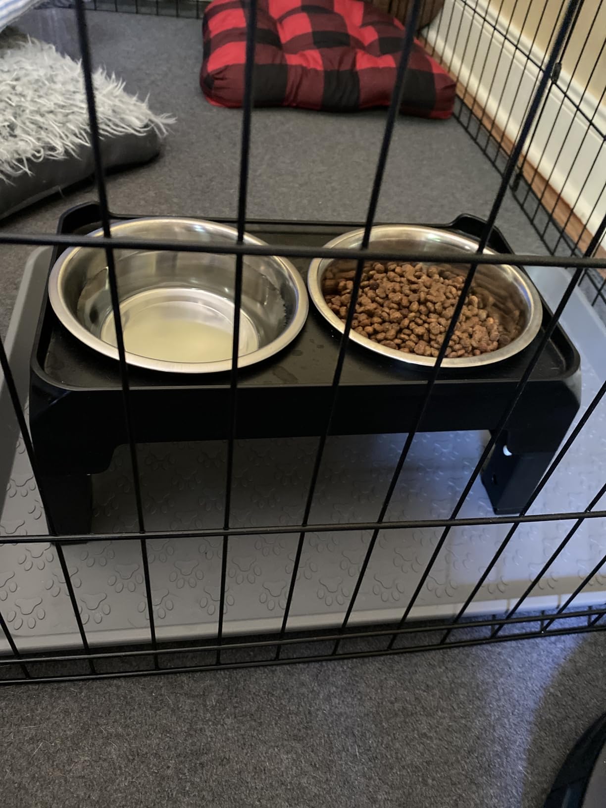 COMESOON Elevated Dog Bowls, 4 Height Adjustable Raised Bowl Stand with 2 Thick 50oz Stainless Steel Food Bowls Non-Slip Feeder Adjusts to 3.7'', 9.2'', 10.75'', 12.36'' Black customer photo 2