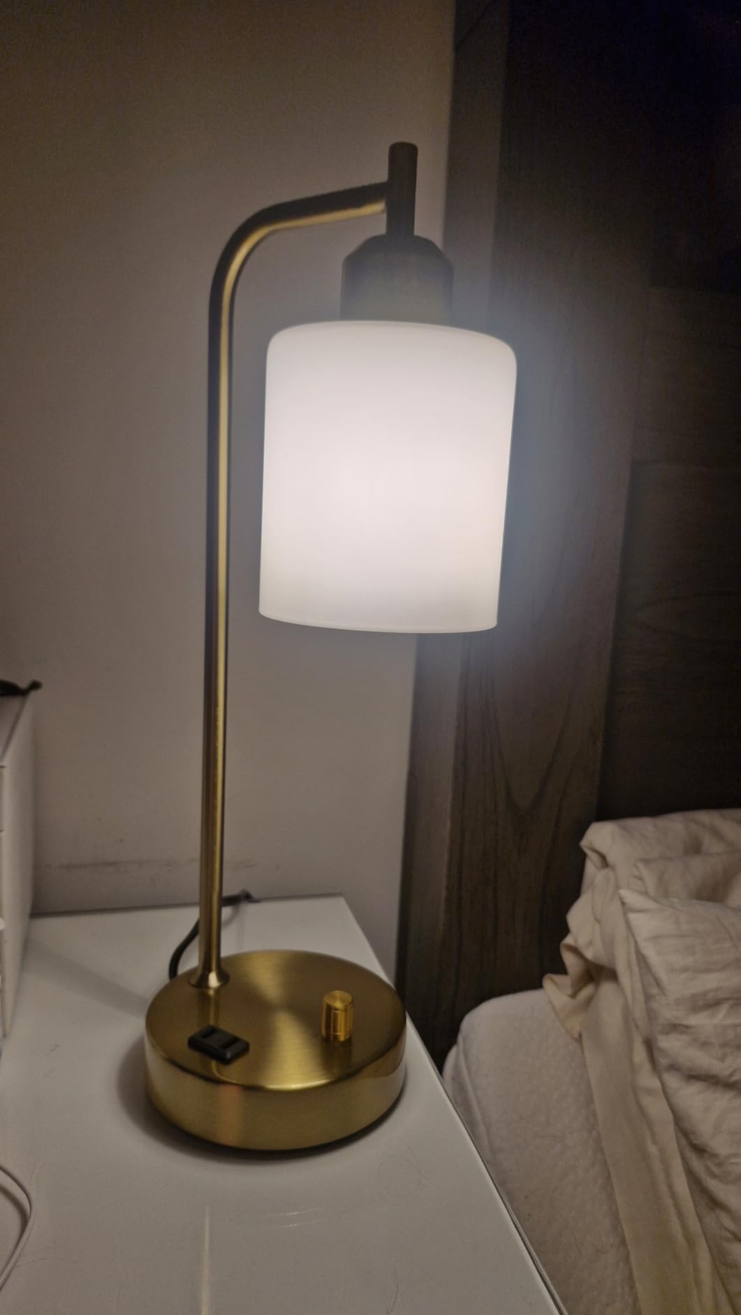 Industrial Table Lamps for Bedrooms Set of 2 - Fully Dimmable Bedside Lamps with USB A and C Ports and Outlet, Black Nightstand Lamps with Glass Shade for Living Room, Desk Lamps for Office Reading customer photo 2