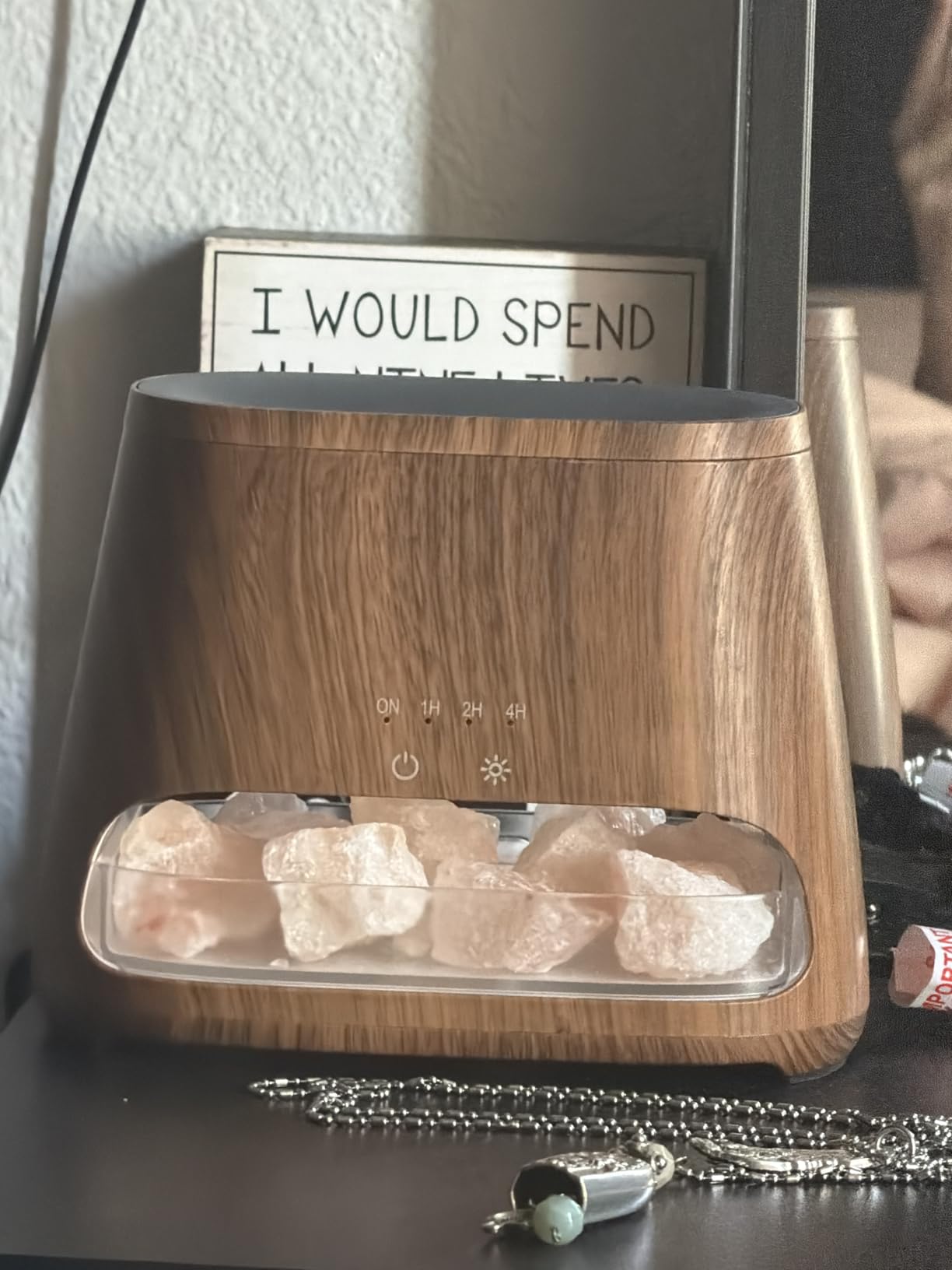 SALKING 2-in-1 Himalayan Salt Lamp Diffuser, Cool Mist Humidifier, Aromatherapy & Himalayan Salt Therapy, 100% Pure Himalayan Salt, Ultrasonic Essential Oil Diffuser with Ambient Glow, 150ml (Dark) customer photo 2