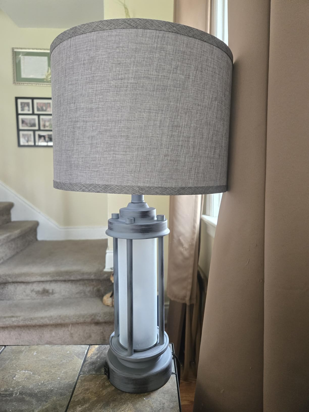 Set of 2 Farmhouse Lamps for Living Room, Rustic Vintage Bedroom Nightstand Table Lamp with 2 USB Charging Ports, Built-In Frosted Glass Night Light for End Table Entryway, 4 Bulbs Included (Bronze) customer photo 1