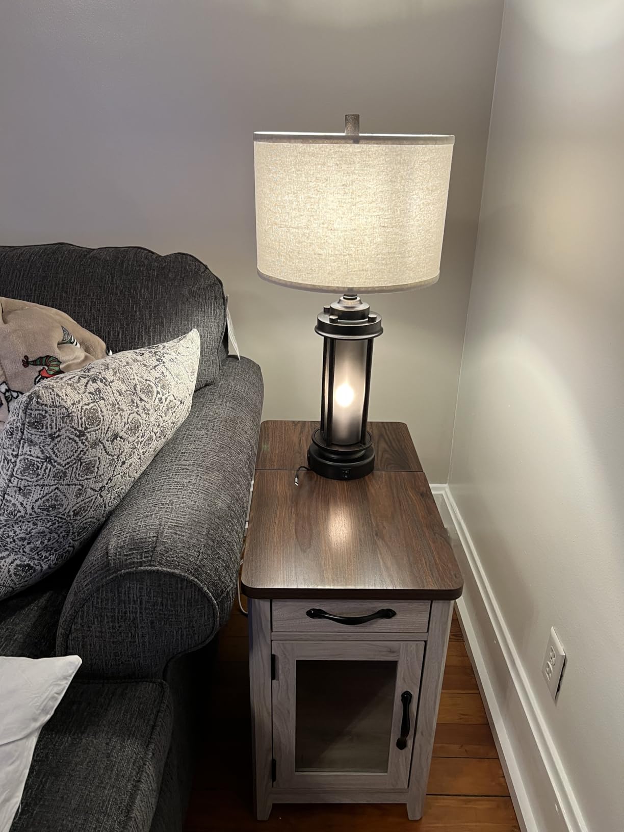 Set of 2 Farmhouse Lamps for Living Room, Rustic Vintage Bedroom Nightstand Table Lamp with 2 USB Charging Ports, Built-In Frosted Glass Night Light for End Table Entryway, 4 Bulbs Included (Bronze) customer photo 2