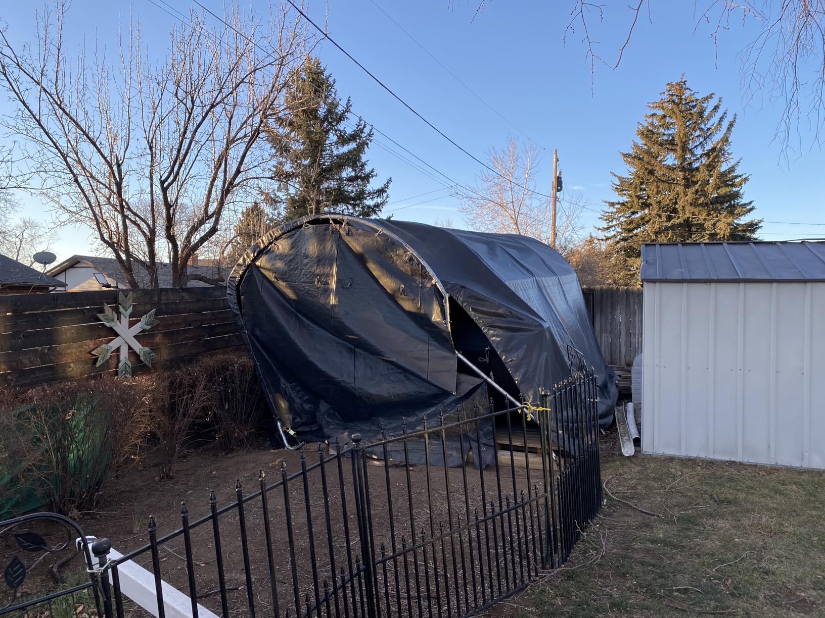 KING BIRD 10' x 20' Round Style Garage Shelter with Roll-up Ventilated Windows Heavy Duty Storage Carport Portable Canopy Storage Shelter Shed for Boat, Patio Furniture and Lawn Mower-Dark Gray customer photo 1