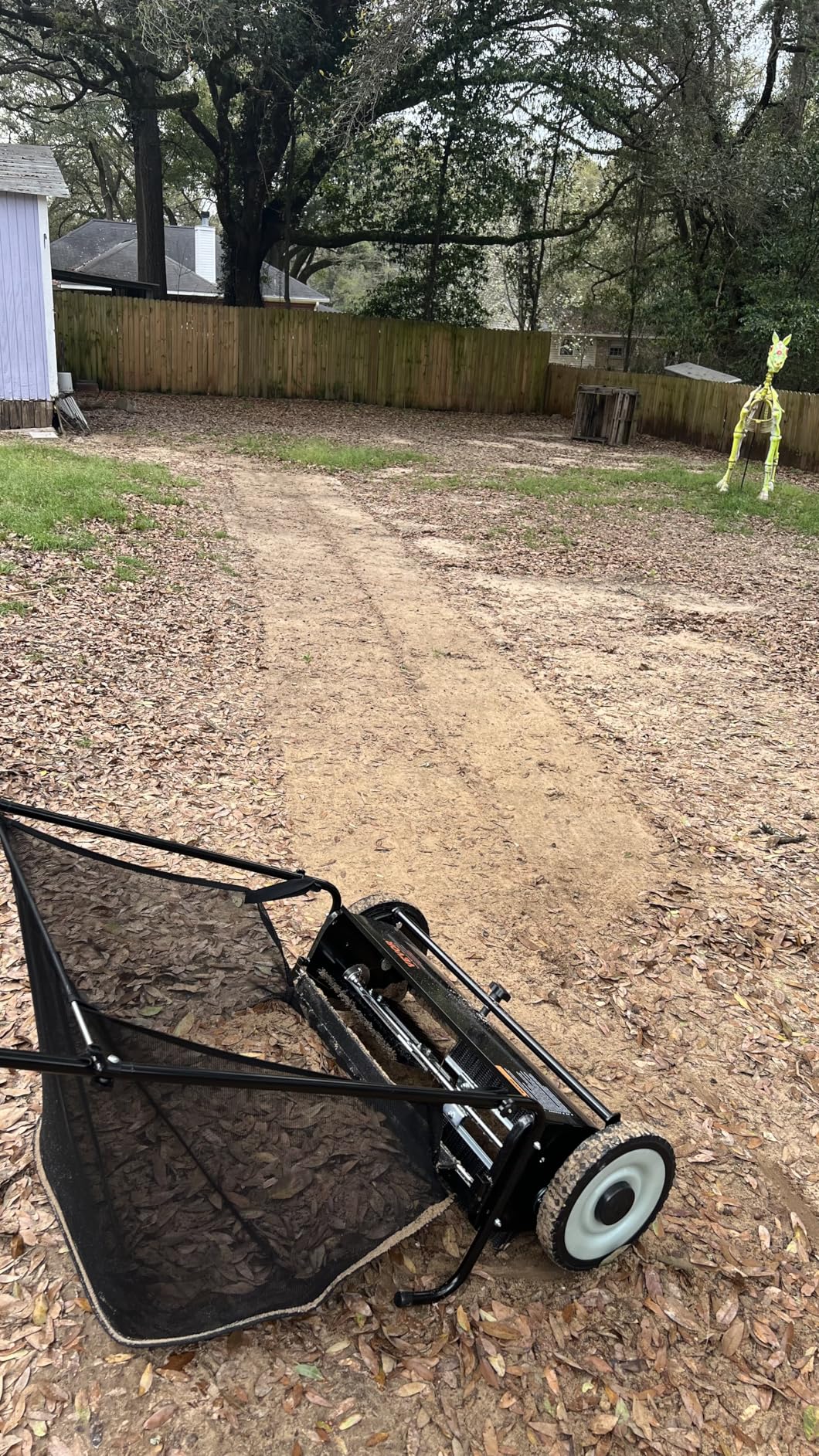 VEVOR Push Lawn Sweeper, 21inch Leaf & Grass Collector, Heavy Duty Thickened Steel Durable to Use with Large Capacity 3.5 cu. ft. Mesh Collection Hopper Bag, 2 Spinning Brushes customer photo 1