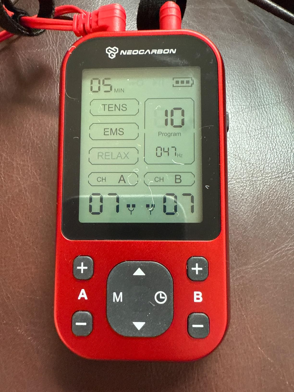 NEOCARBON TENS Unit Muscle Stimulator Pro for Back Pain Relief, Shoulder Recovery and Physical Therapy, Electronic EMS Massager Machine with PMS Pulse for Effective Shock Therapy, Red customer photo 2
