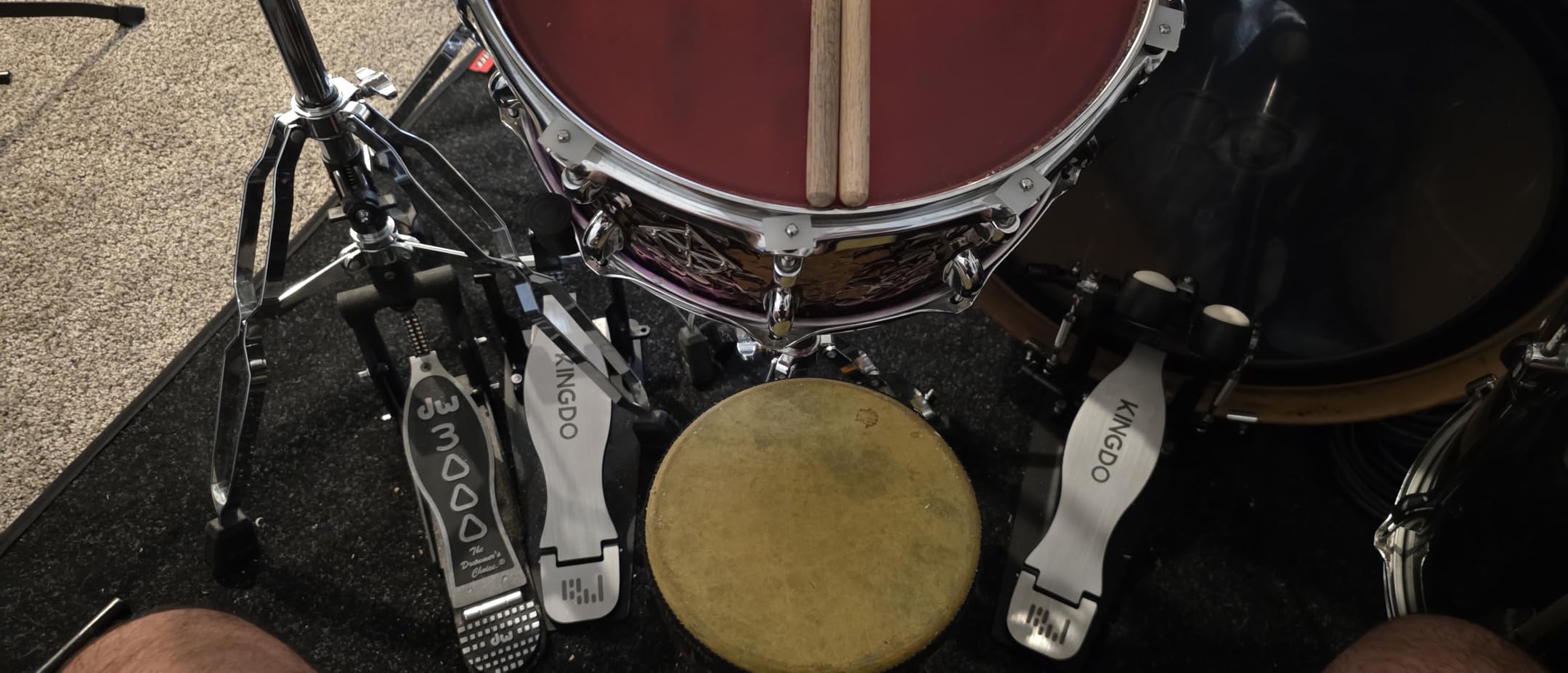 Double Bass Drum Pedal 2 Chain Double Kick Drum Pedal with 2 Way Beater Heads and Drum Keys for Drummer customer photo 2