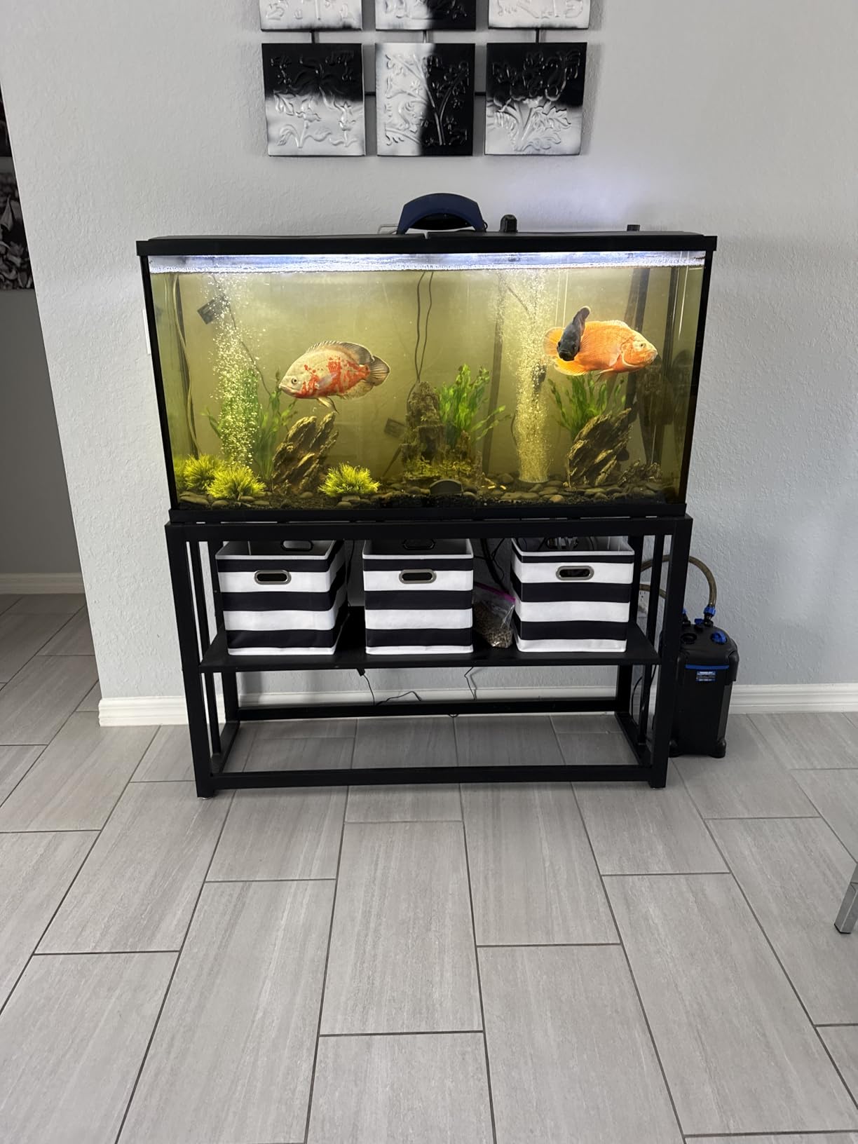 Akenow 55-75 Gallon Fish Tank Stand with Storage Shelf, 48.5 x14.9 x 29.2 Inch Aquarium Stand, Turtle Tank, Reptile Terrariums and Breeder Tank Stand,980LBS Capacity, Black customer photo 2