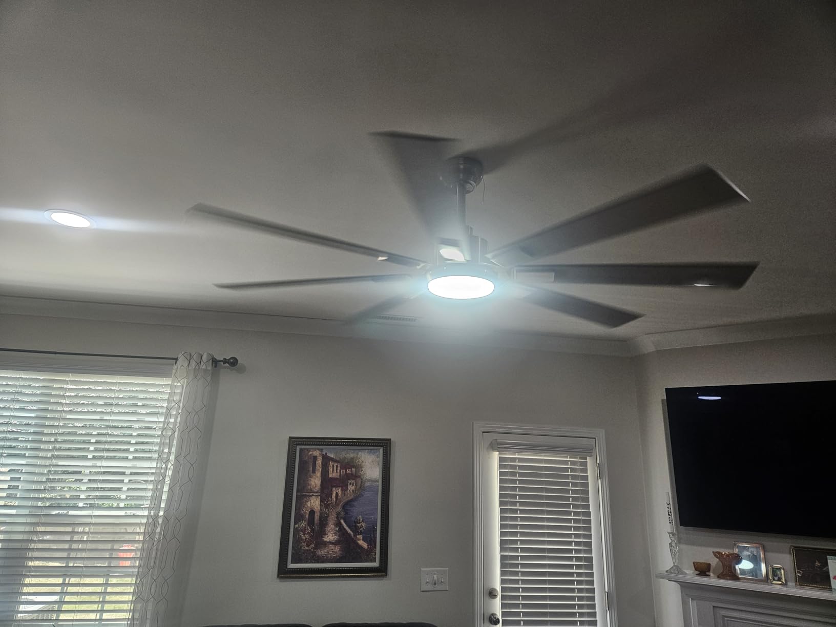 ZMISHIBO 72 inch Large Ceiling Fans with Lights and Remote, Indoor/Outdoor Black Modern Ceiling Fan for Kitchen Living Room Patio, 6 Speed Reversible Quiet DC Motor, 3 CCT, Dual Finish 8 Blades customer photo 2