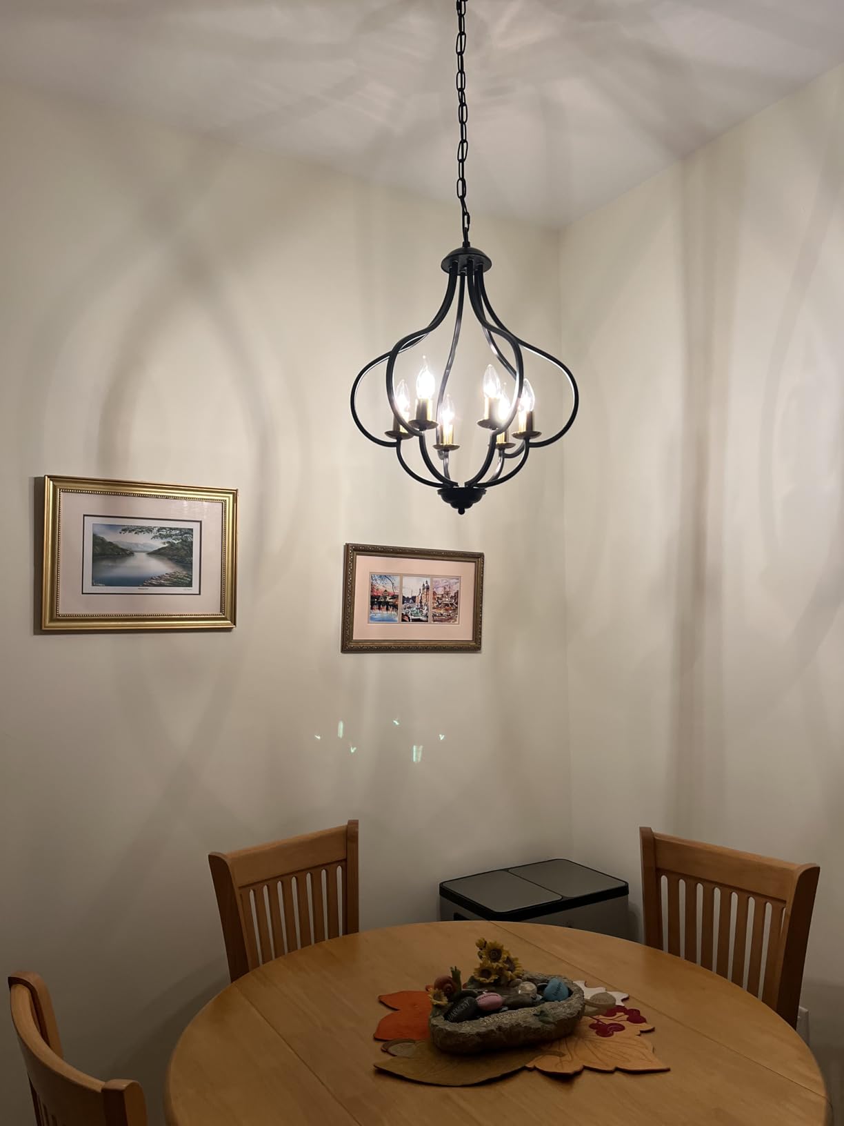 6 Lights Black Farmhouse Chandelier for Dining Room, Vintage Pendant Light Fixture Adjustable Hanging for Kitchen Island Foyer Hallway customer photo 1