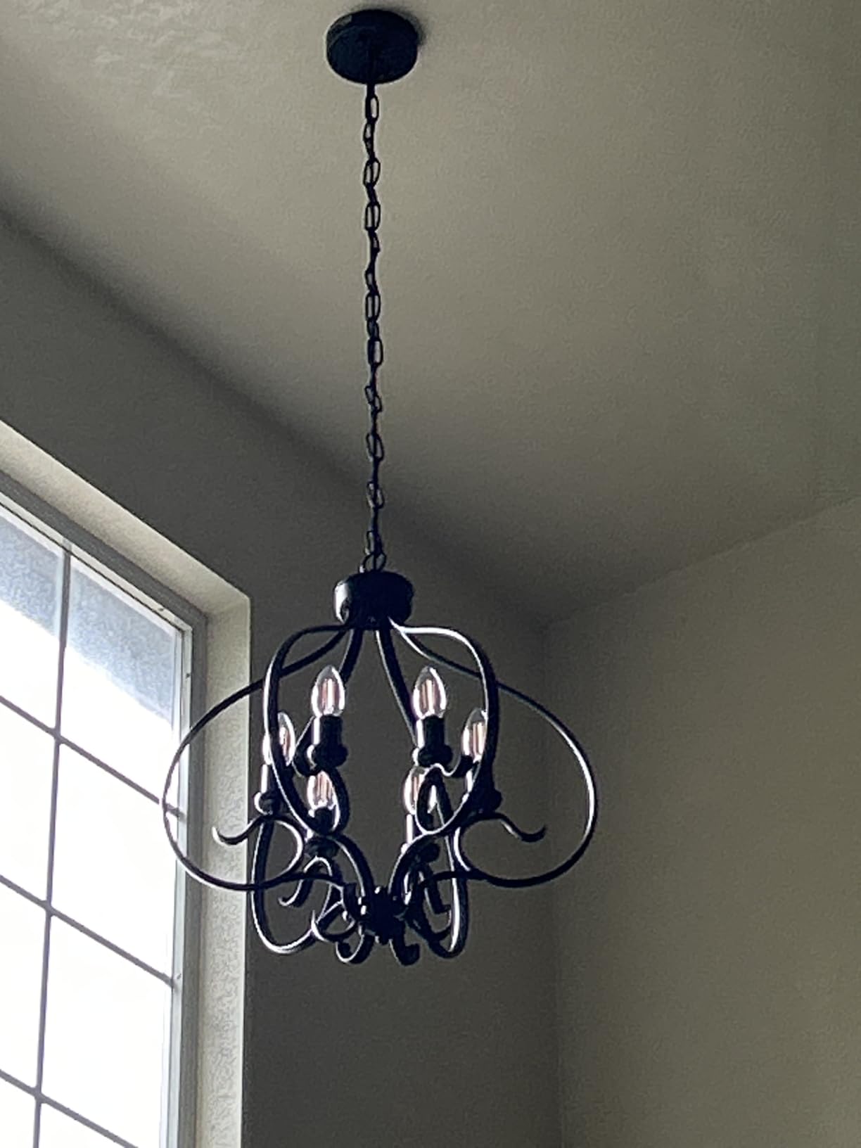 6 Lights Black Farmhouse Chandelier for Dining Room, Vintage Pendant Light Fixture Adjustable Hanging for Kitchen Island Foyer Hallway customer photo 2